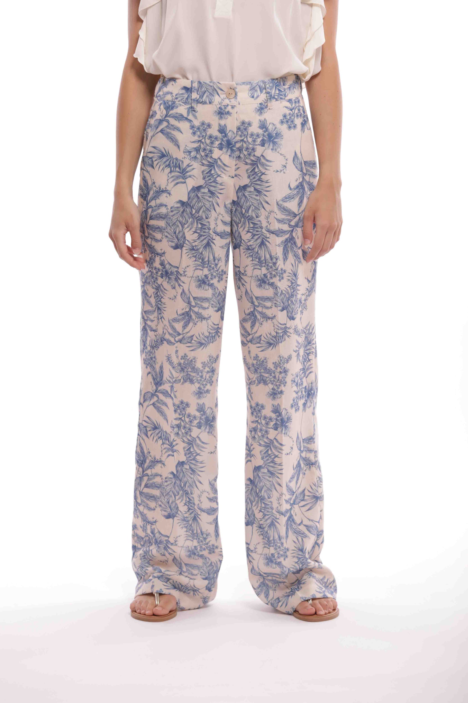 PANTALONE PALAZZO FANTASIA TOILE DE JOUY