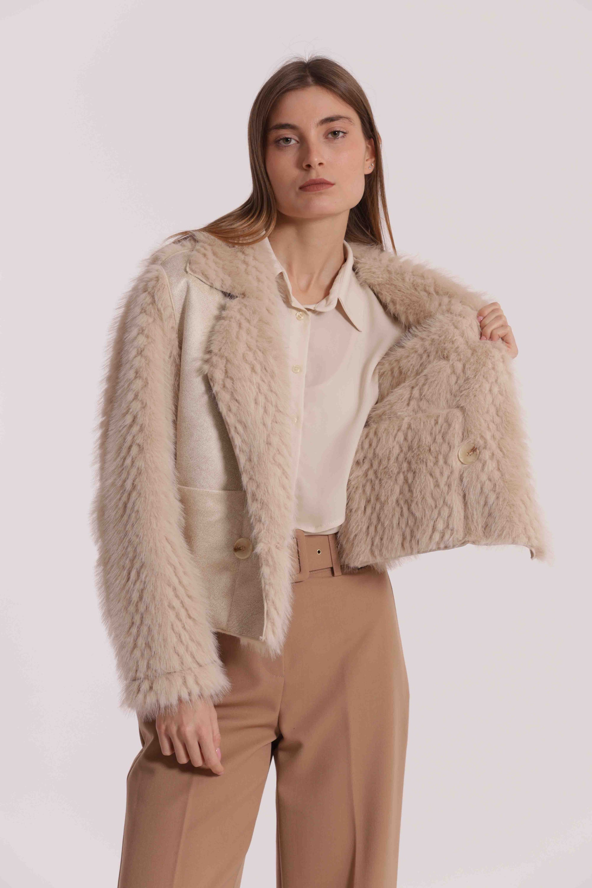 GIUBBOTTO CROPPED REVERSIBILE EFFETTO MONTONE