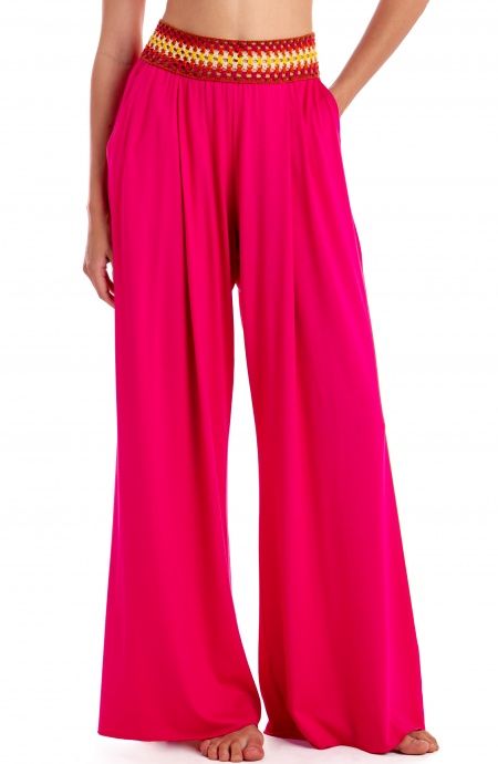 PIN UP STARS-PANTALONE PALAZZO CON PASSAMANERIA CROCHET