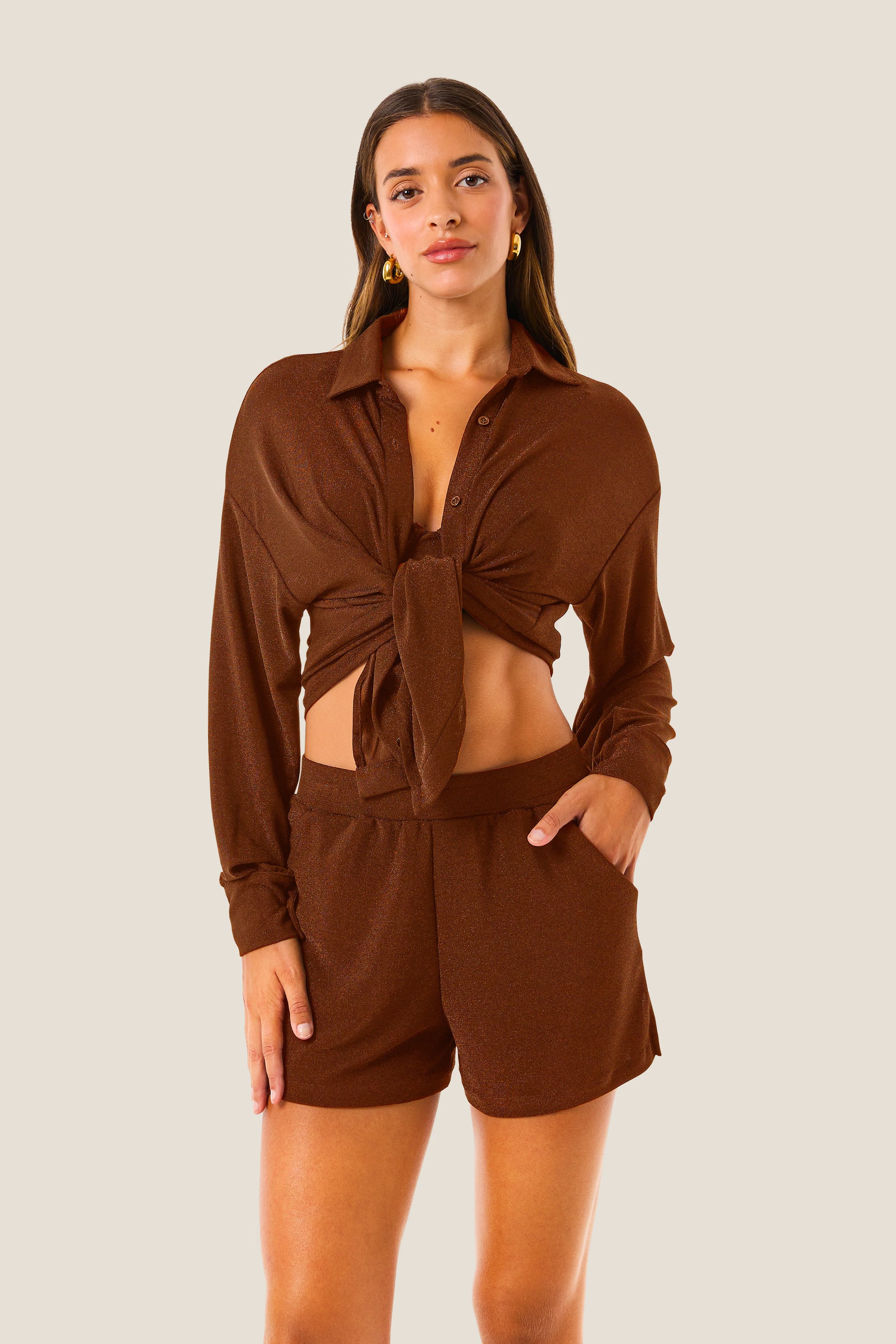 Camicia con nodo lurex resort