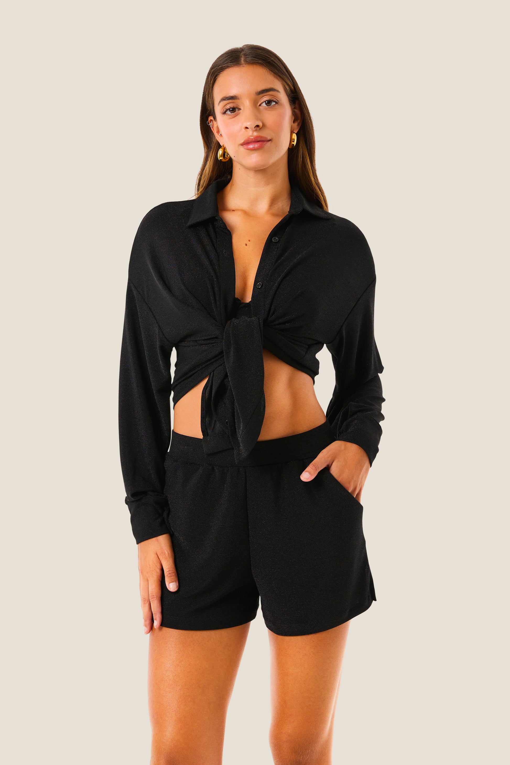 Camicia con nodo lurex resort