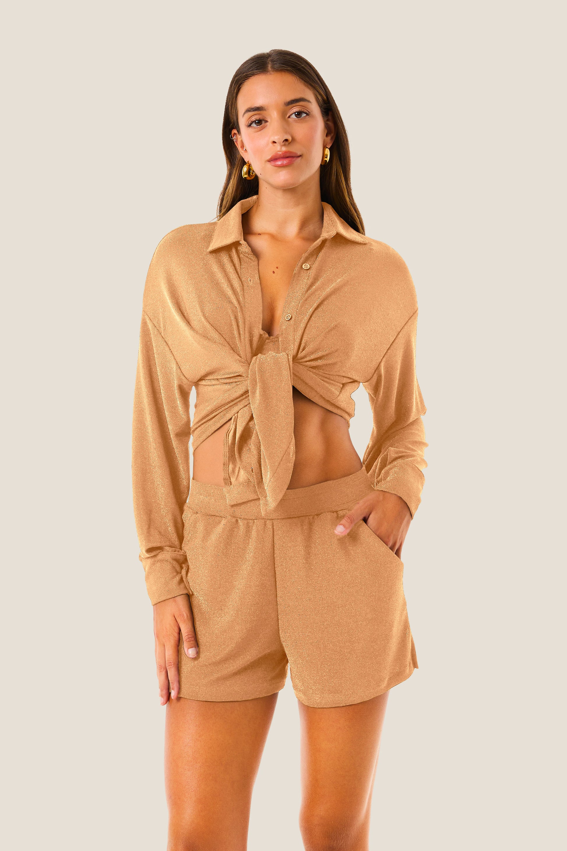 Camicia con nodo lurex resort