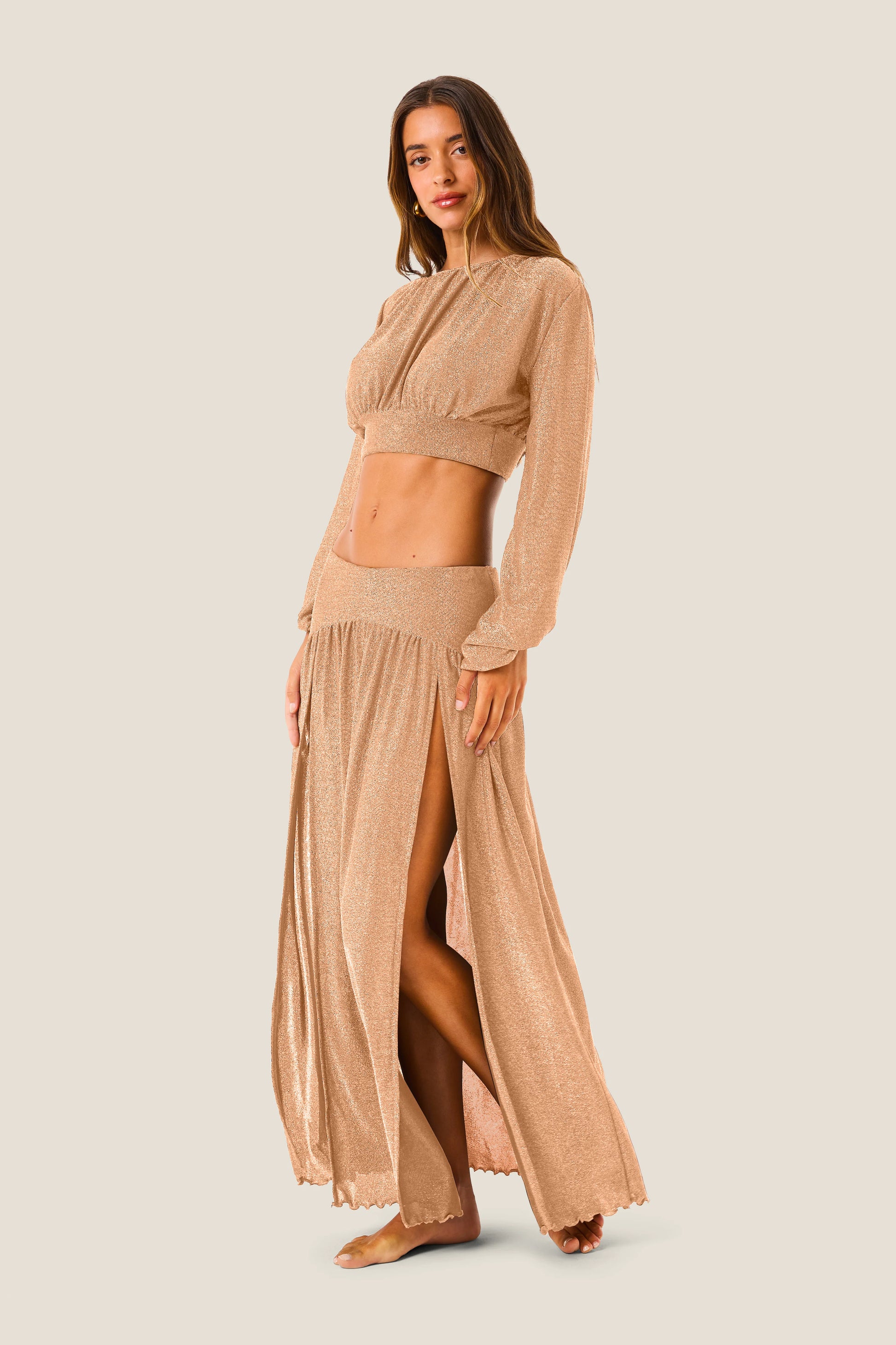 Gonna lunga due spacchi lurex gloss