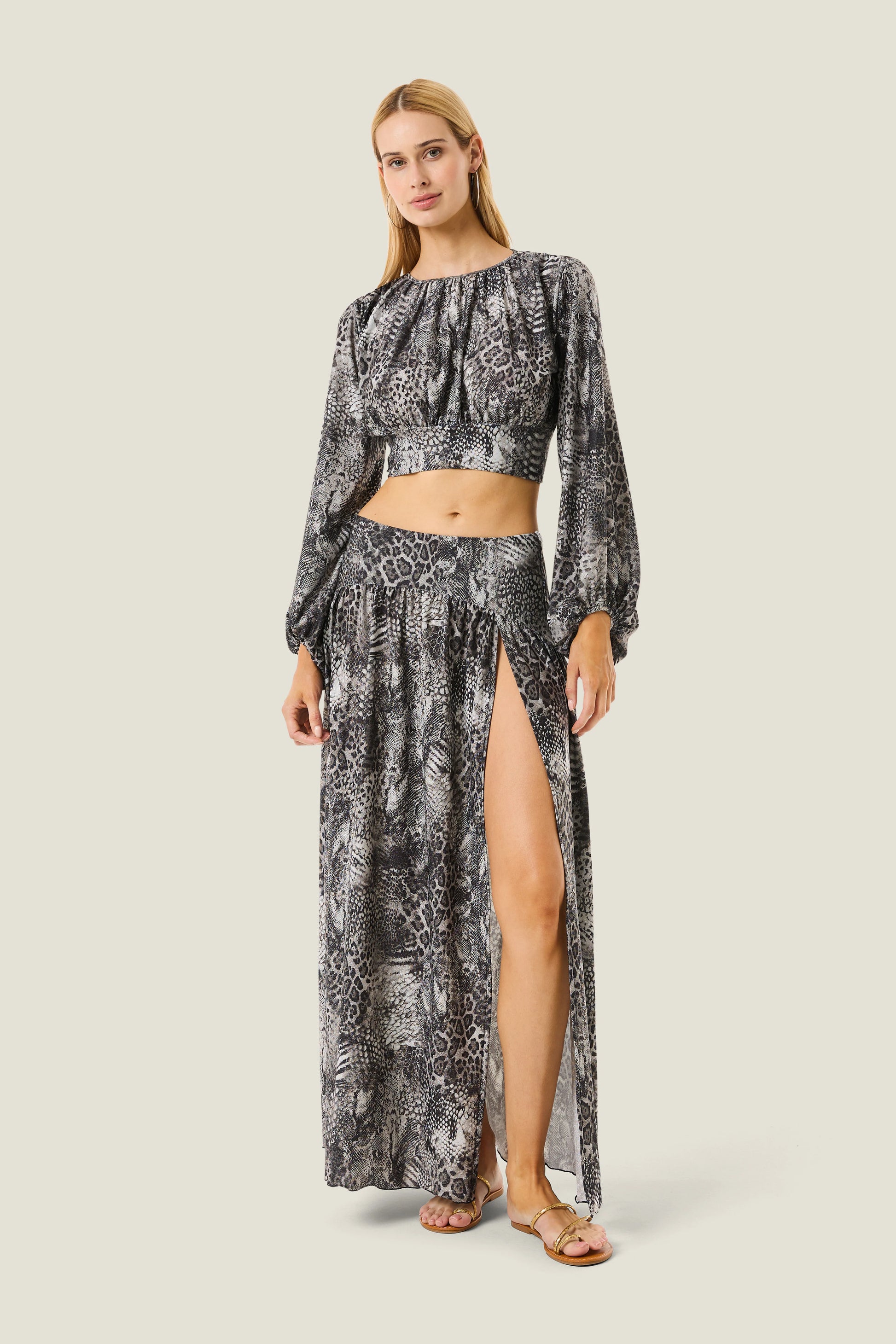 Gonna lunga spacchi animalier resort
