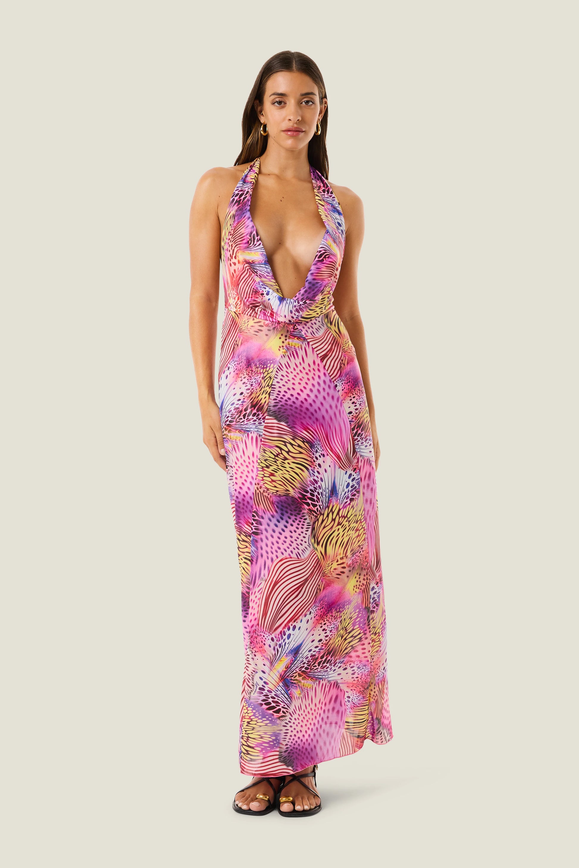 Abito lungo pink butterfly