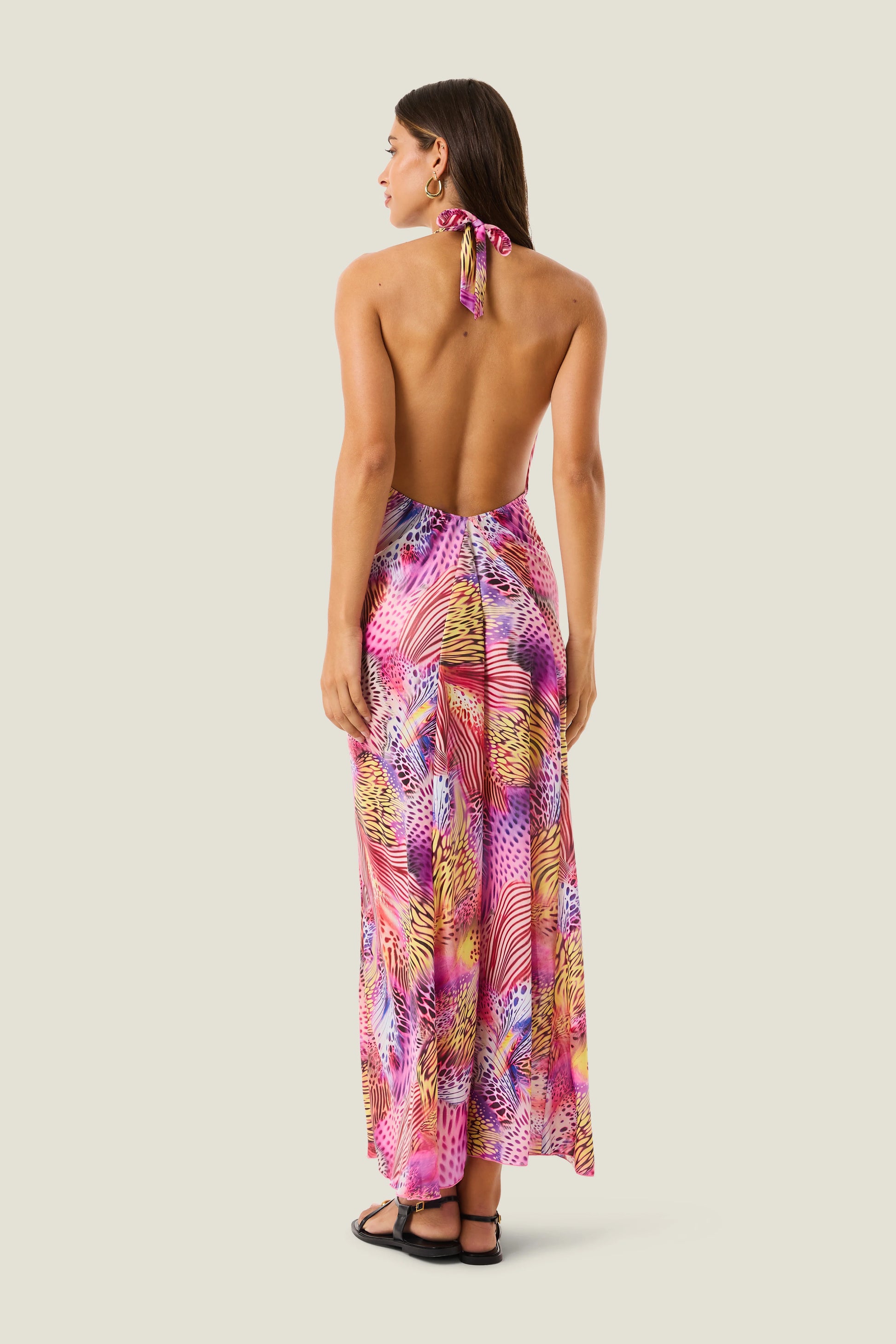 Abito lungo pink butterfly