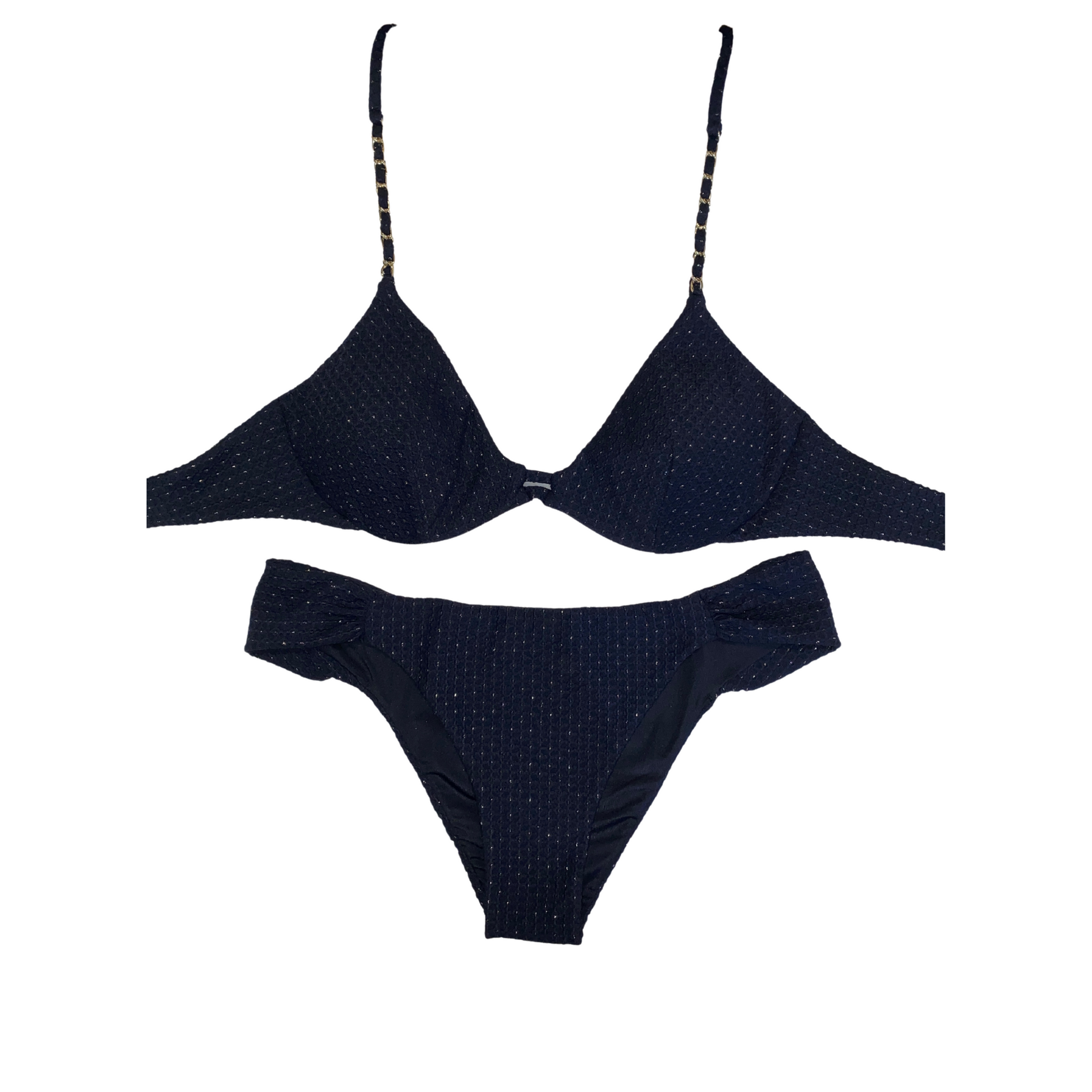 BIKINI FERRETTO GOFFRATO CON BRETELLE CATENA