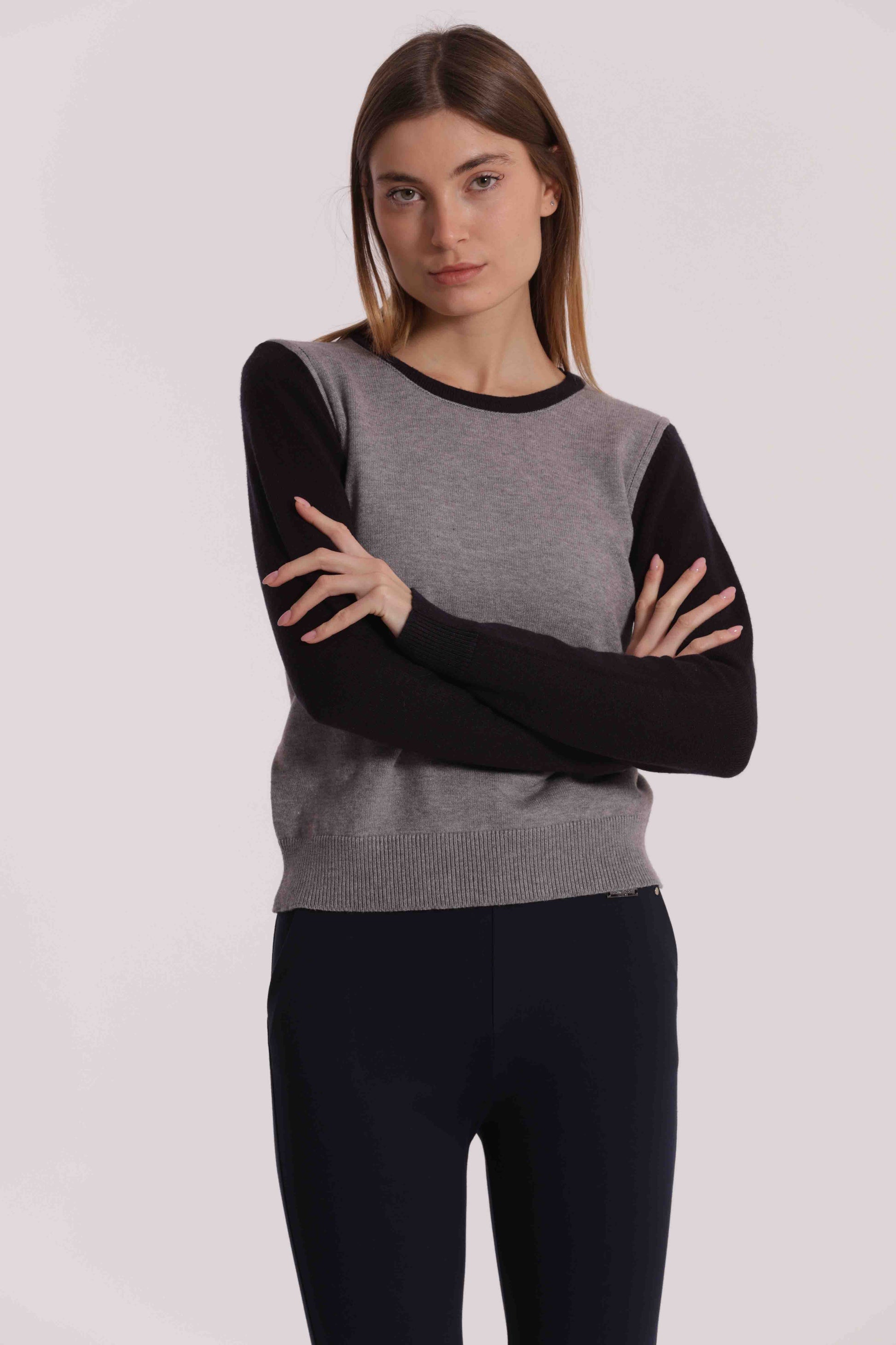 MAGLIA BICOLOR SCOLLO TONDO