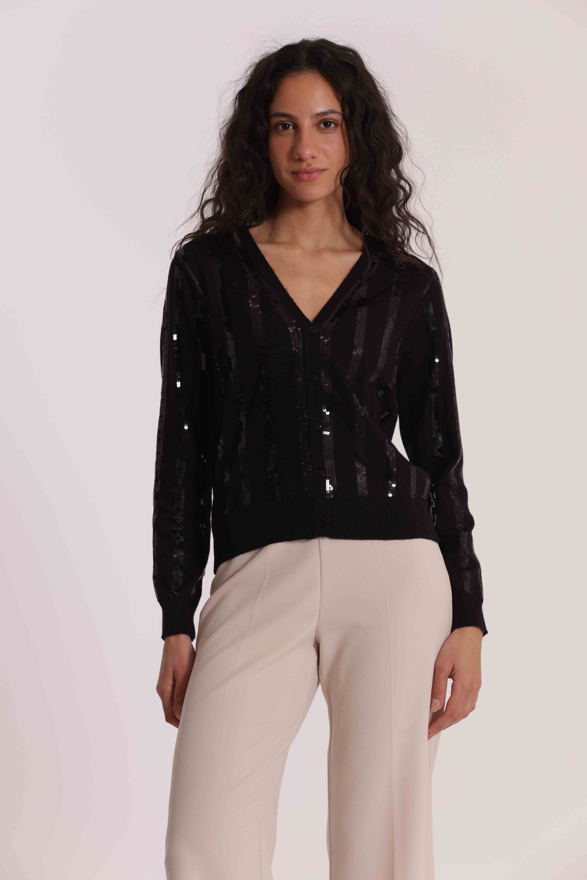 MAGLIA CARDIGAN CON PAILLETTES