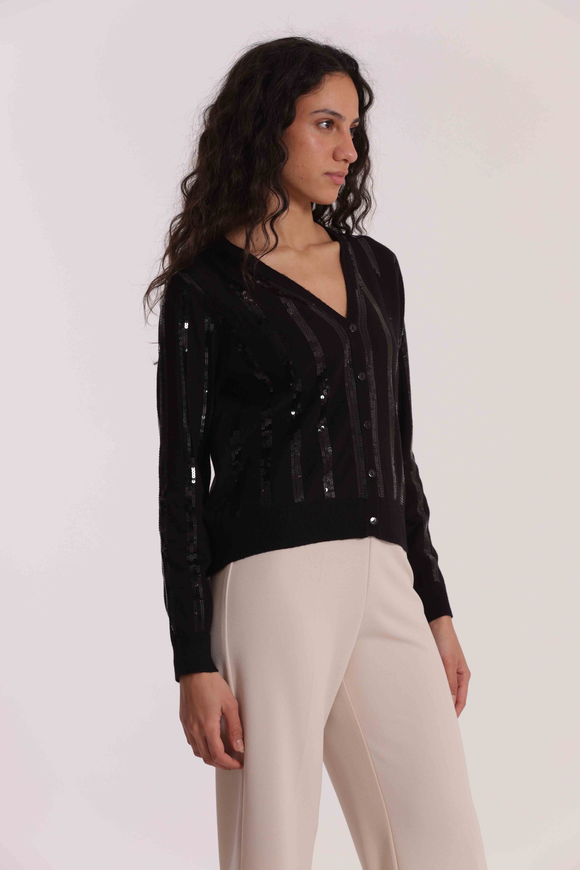 MAGLIA CARDIGAN CON PAILLETTES
