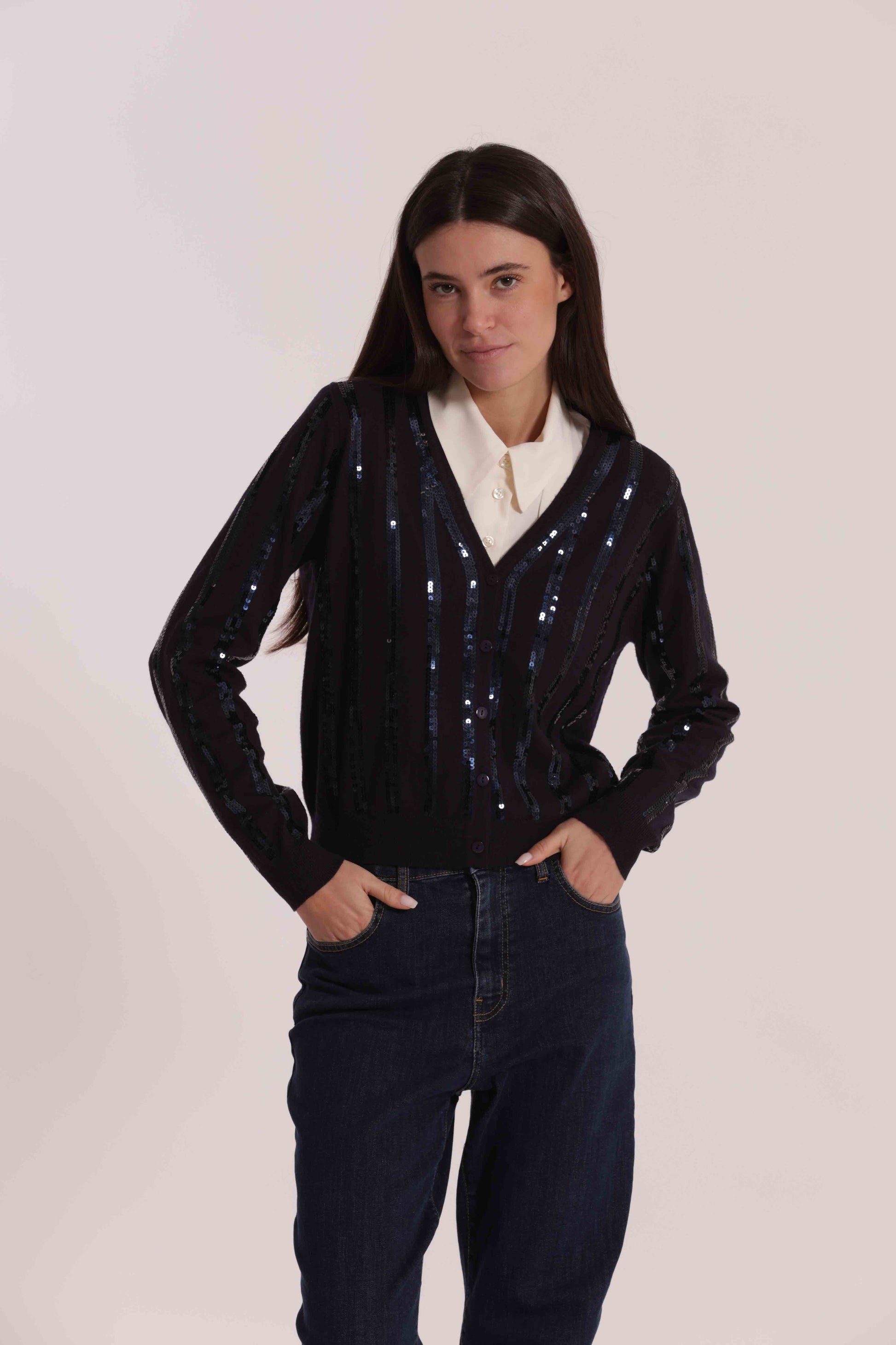 MAGLIA CARDIGAN CON PAILLETTES