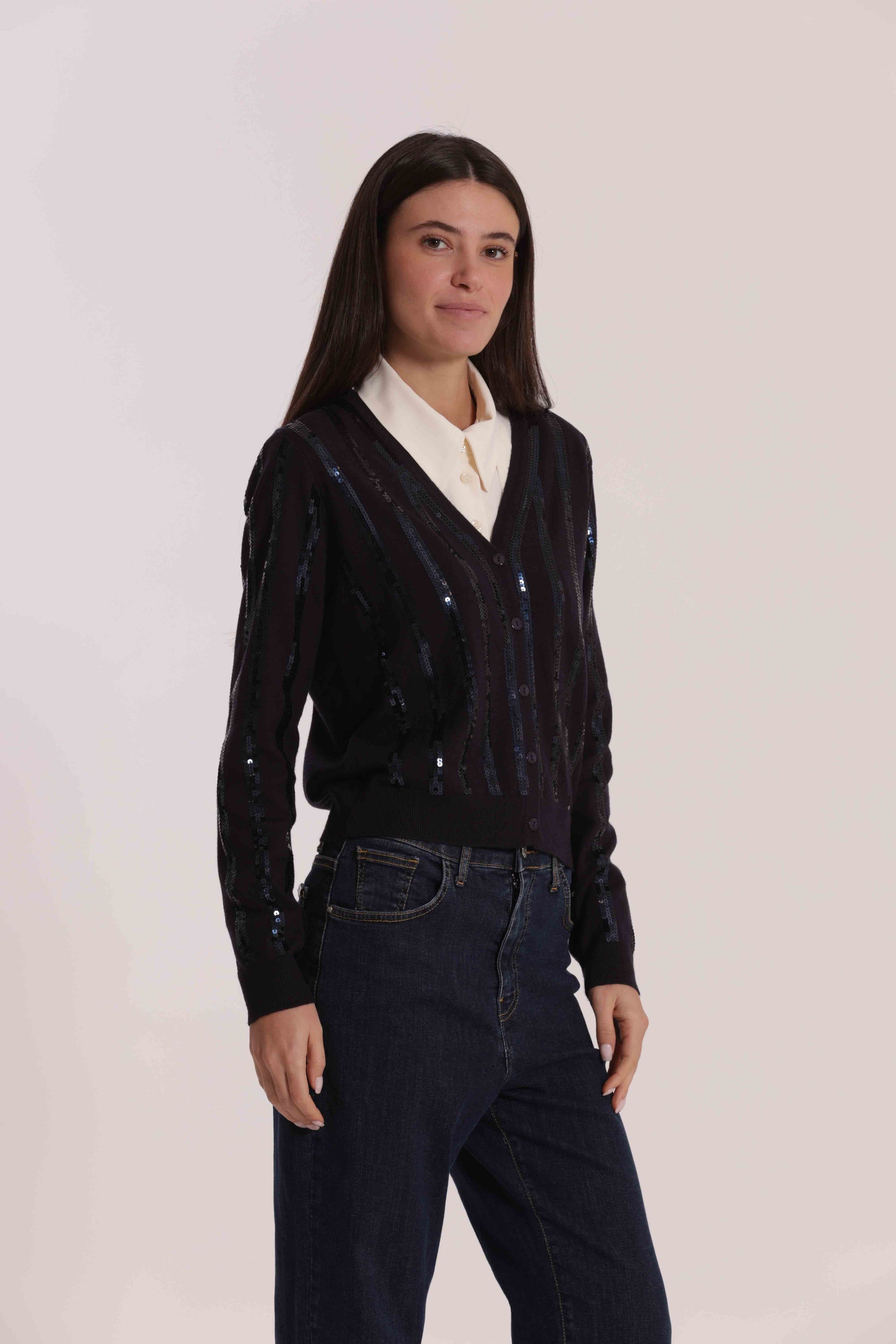 MAGLIA CARDIGAN CON PAILLETTES