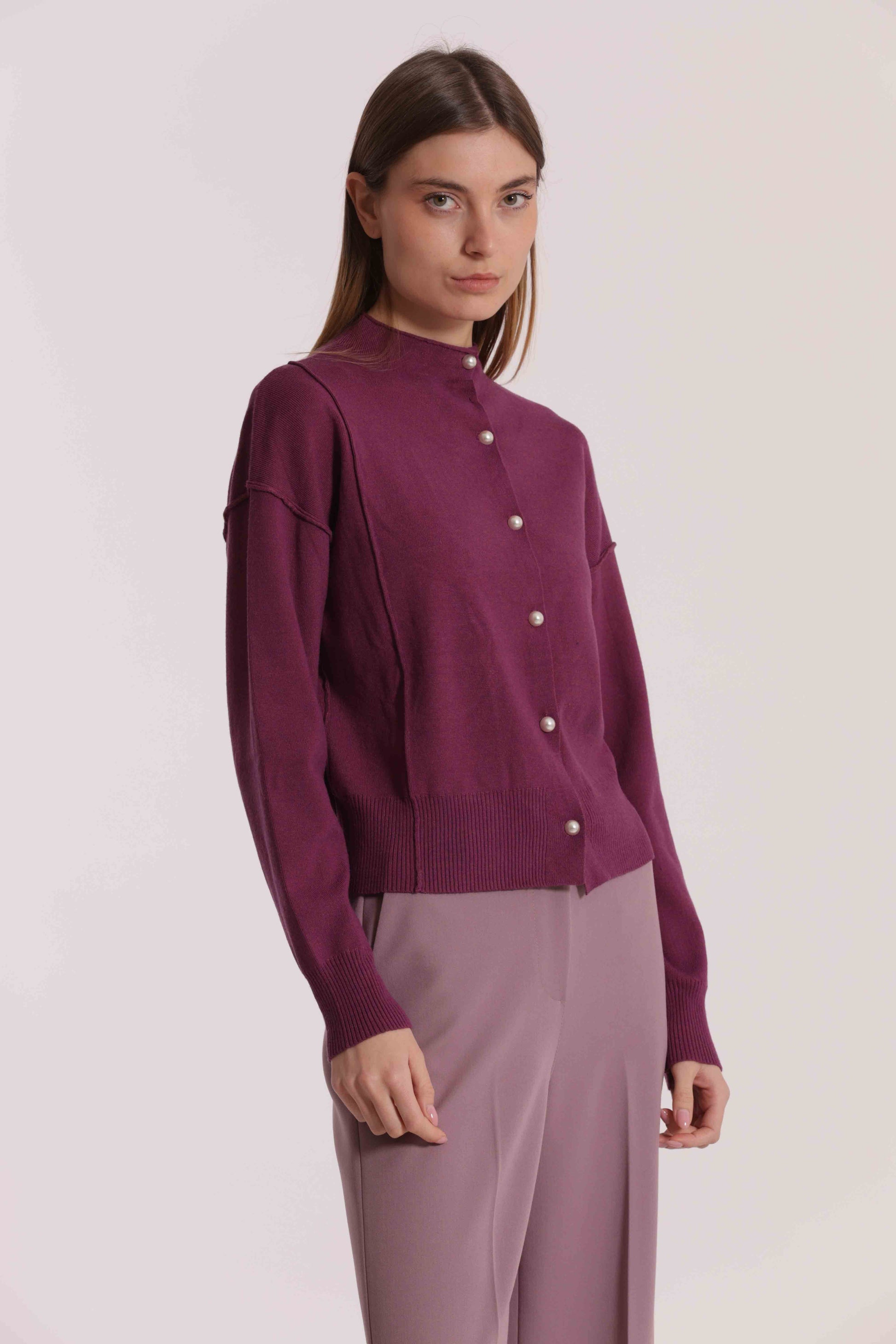 MAGLIA CARDIGAN CON BOTTONI PERLE