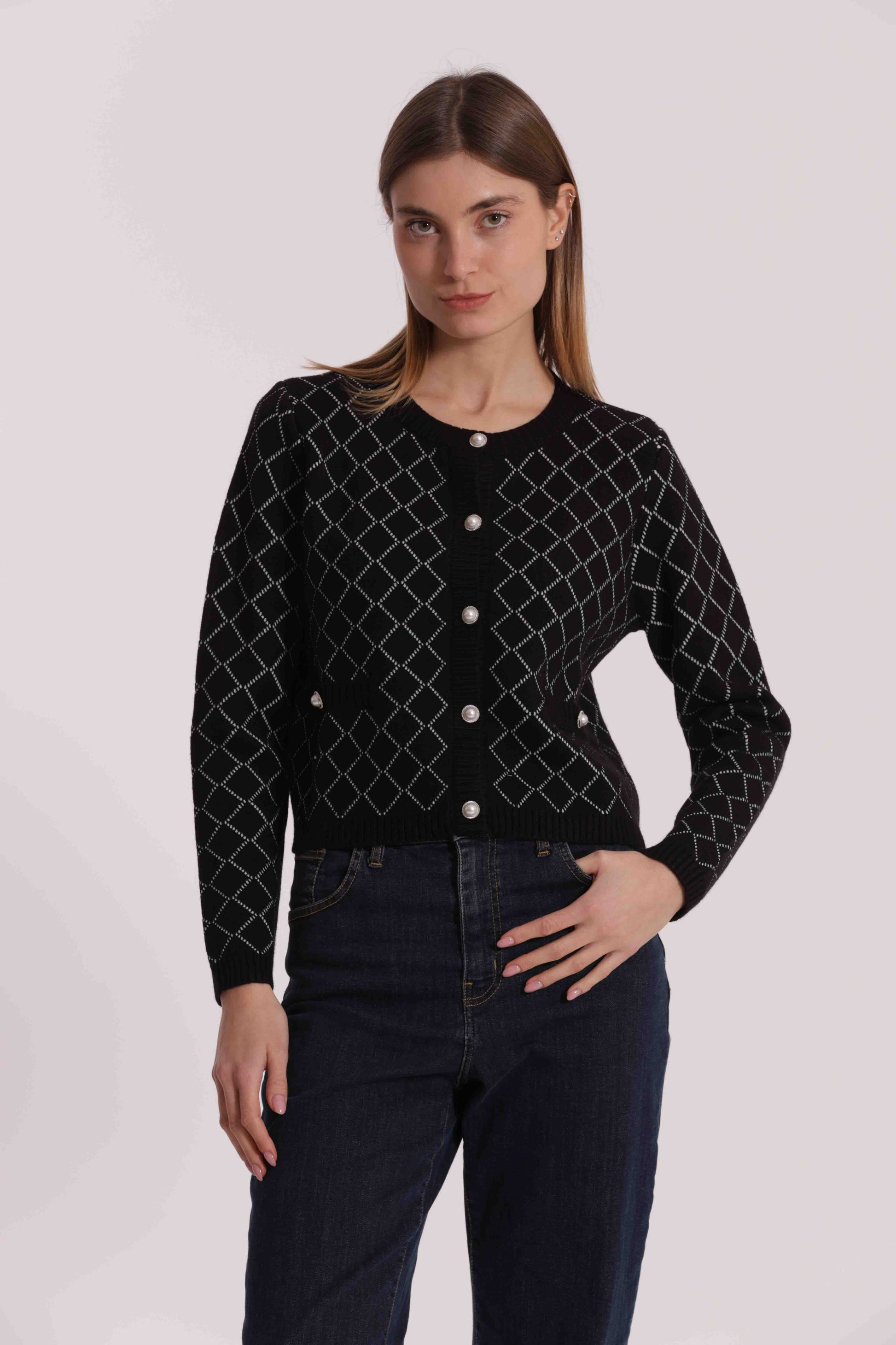 MAGLIA CARDIGAN A ROMBI