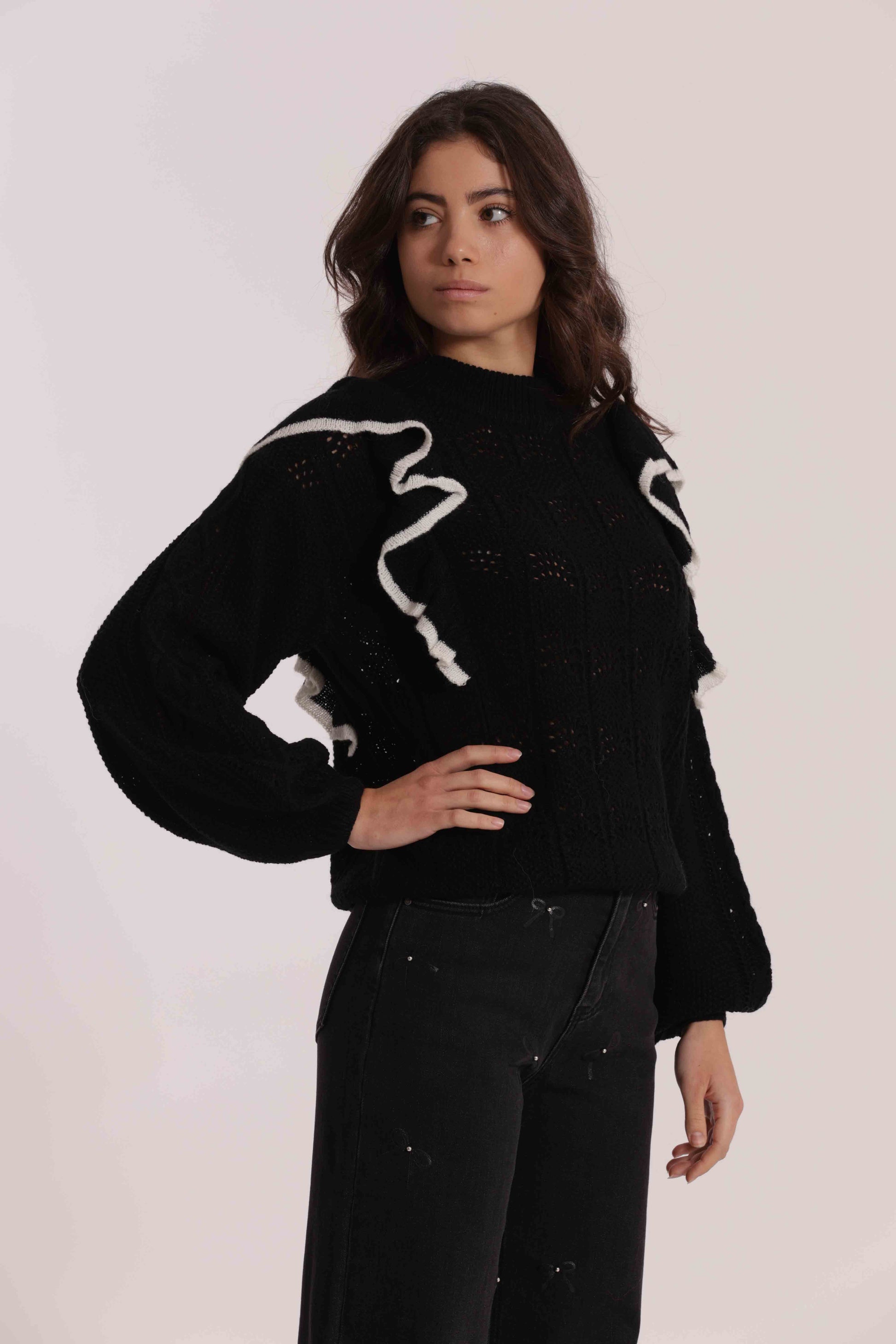 MAGLIA CON ROUCHE BICOLOR