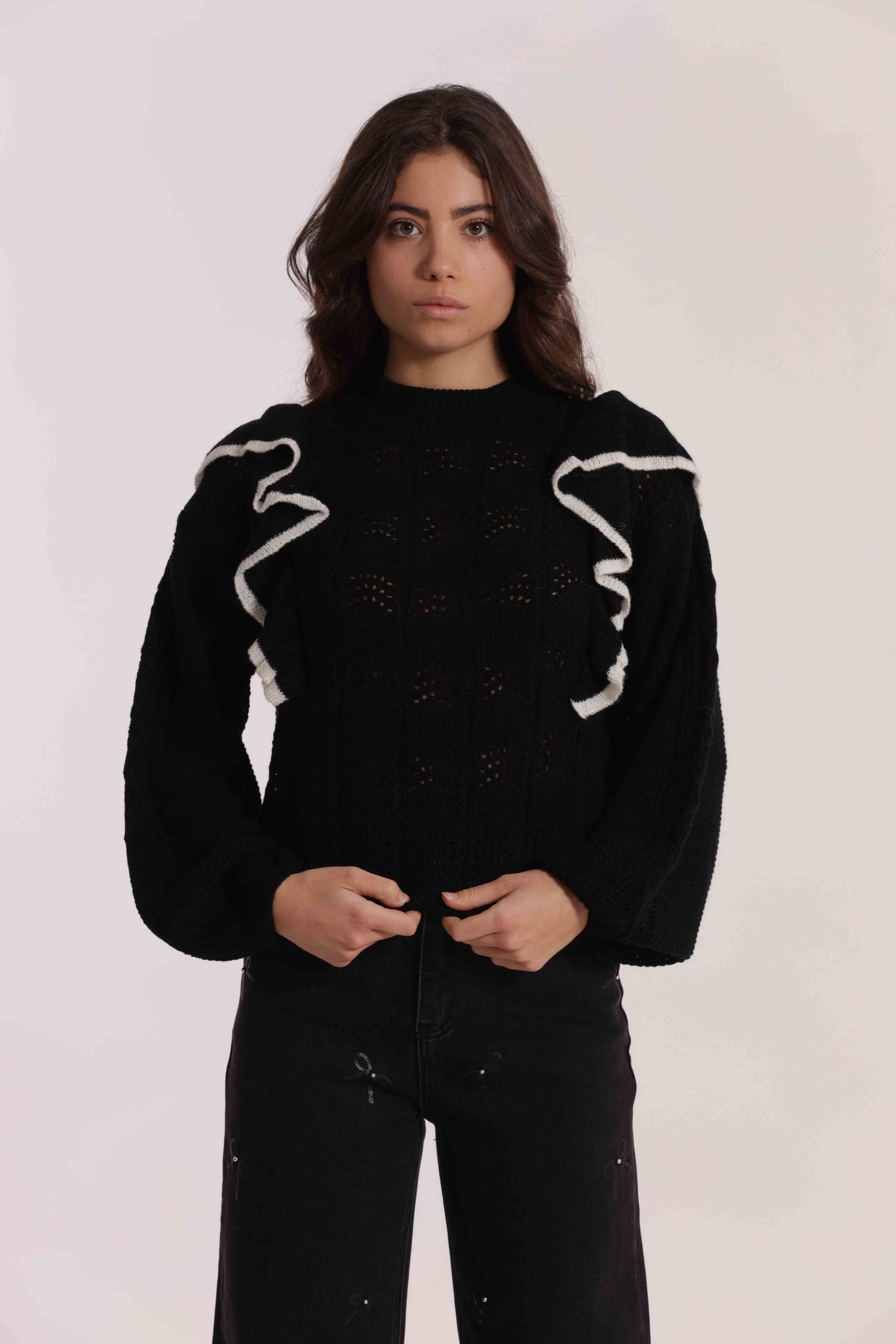 MAGLIA CON ROUCHE BICOLOR