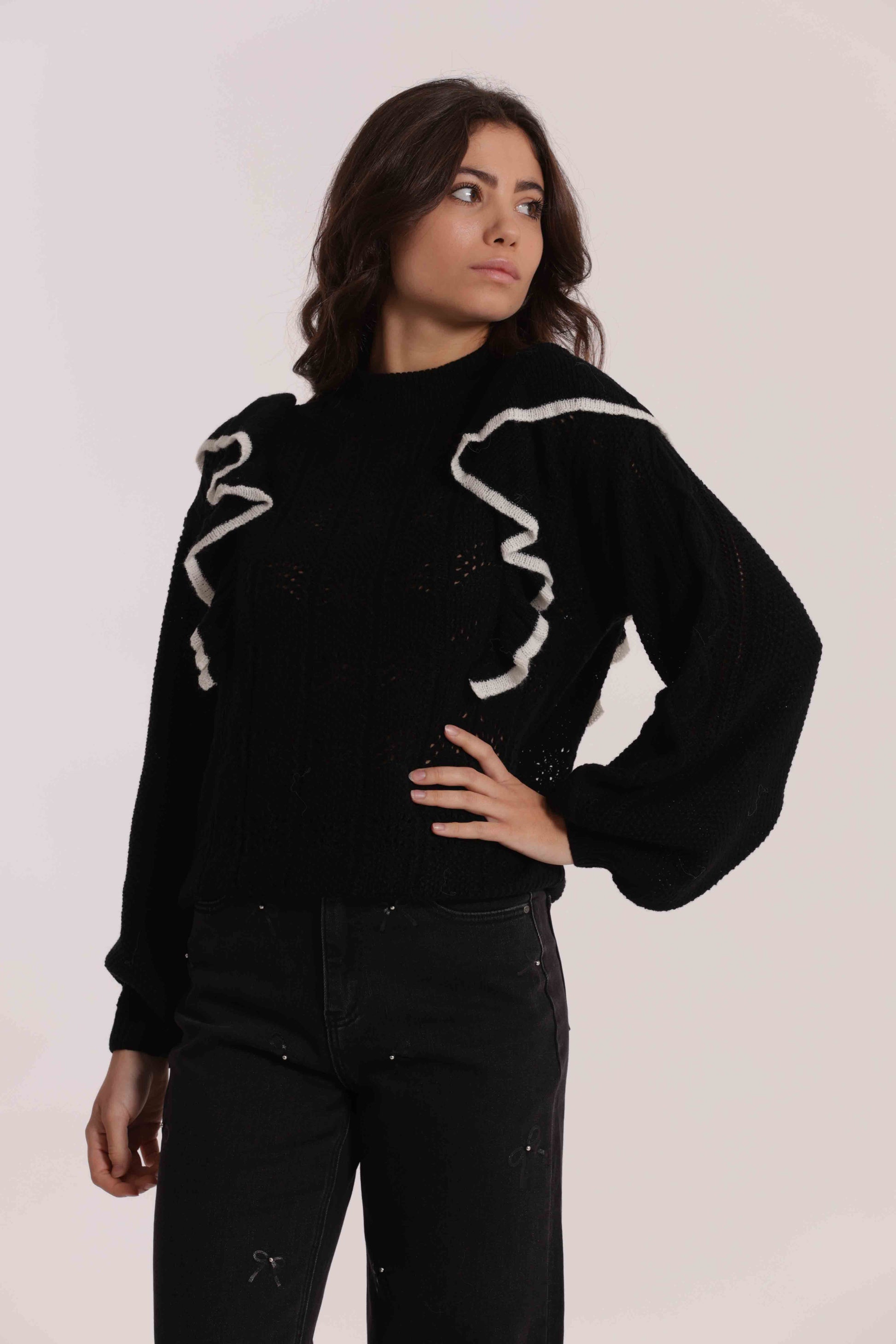 MAGLIA CON ROUCHE BICOLOR