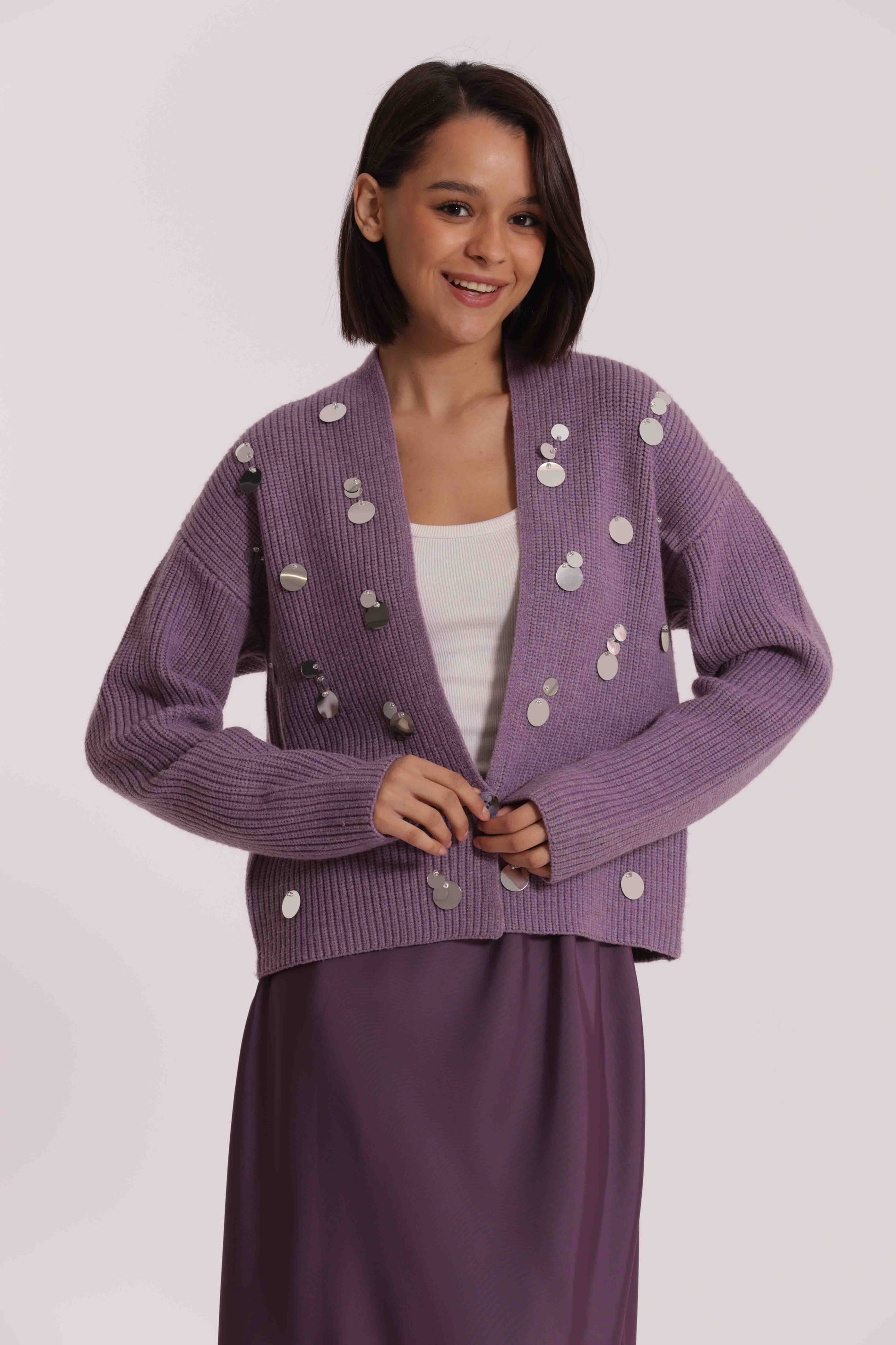 MAGLIA CARDIGAN CON STRASS