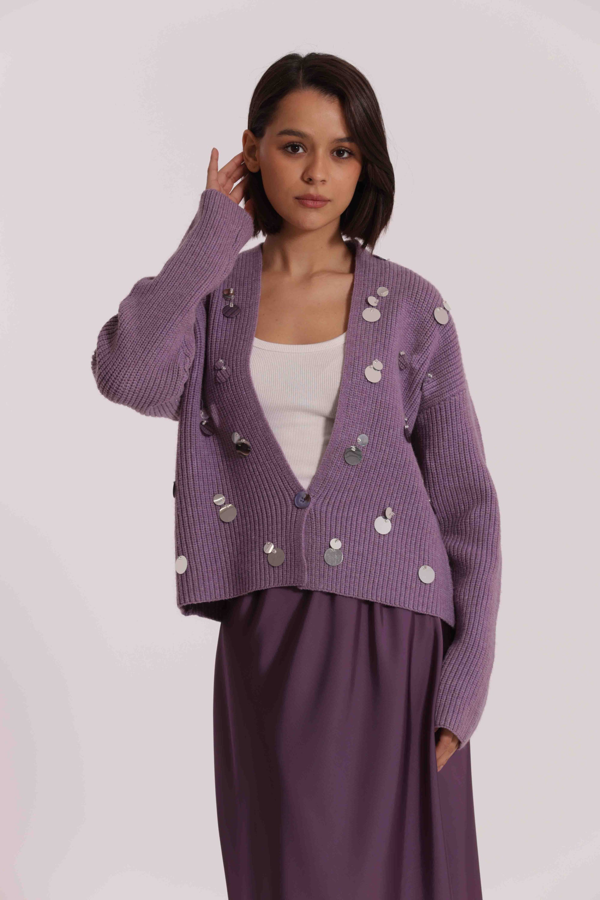 MAGLIA CARDIGAN CON STRASS