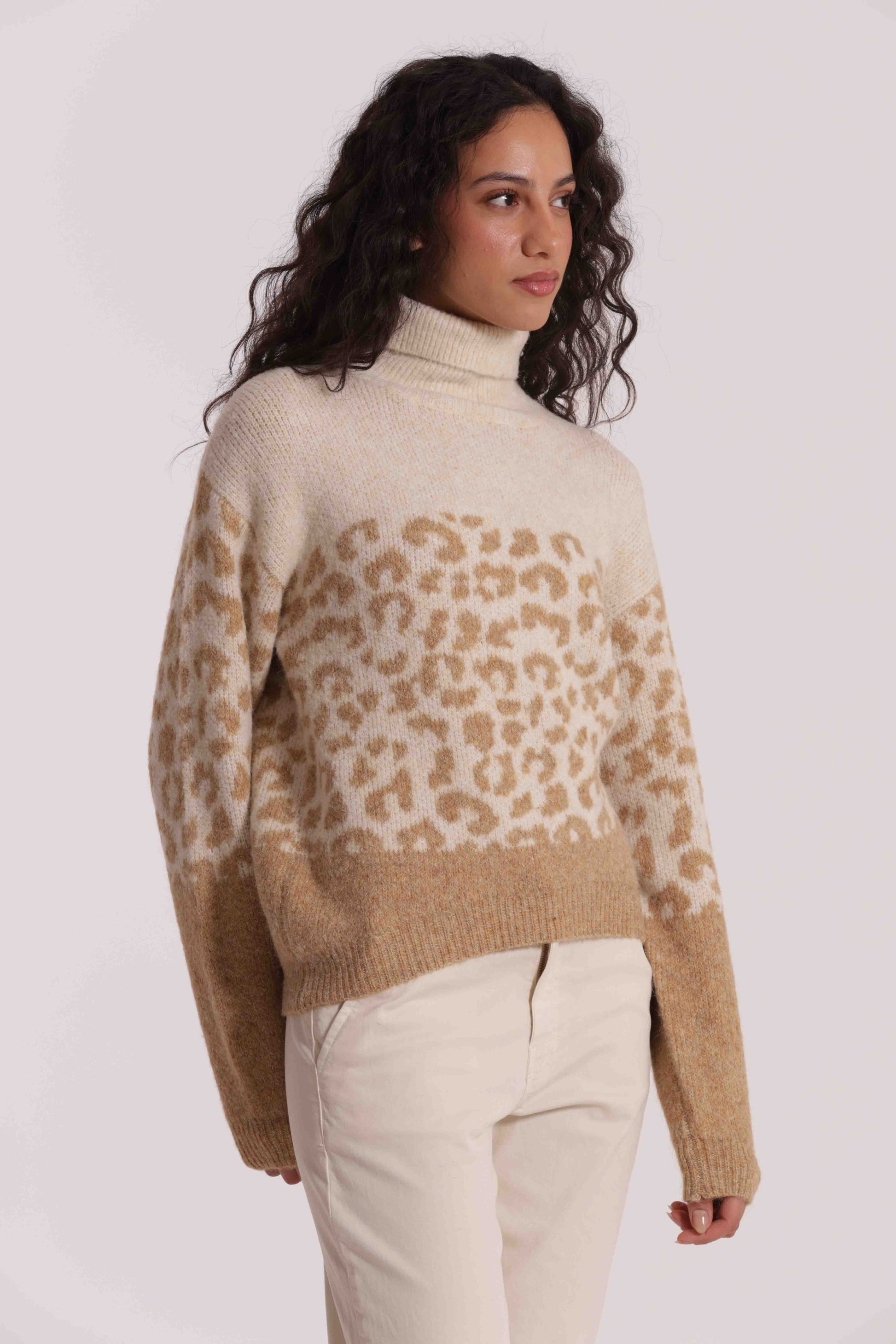 MAGLIA DOLCEVITA ANIMALIER BICOLOR