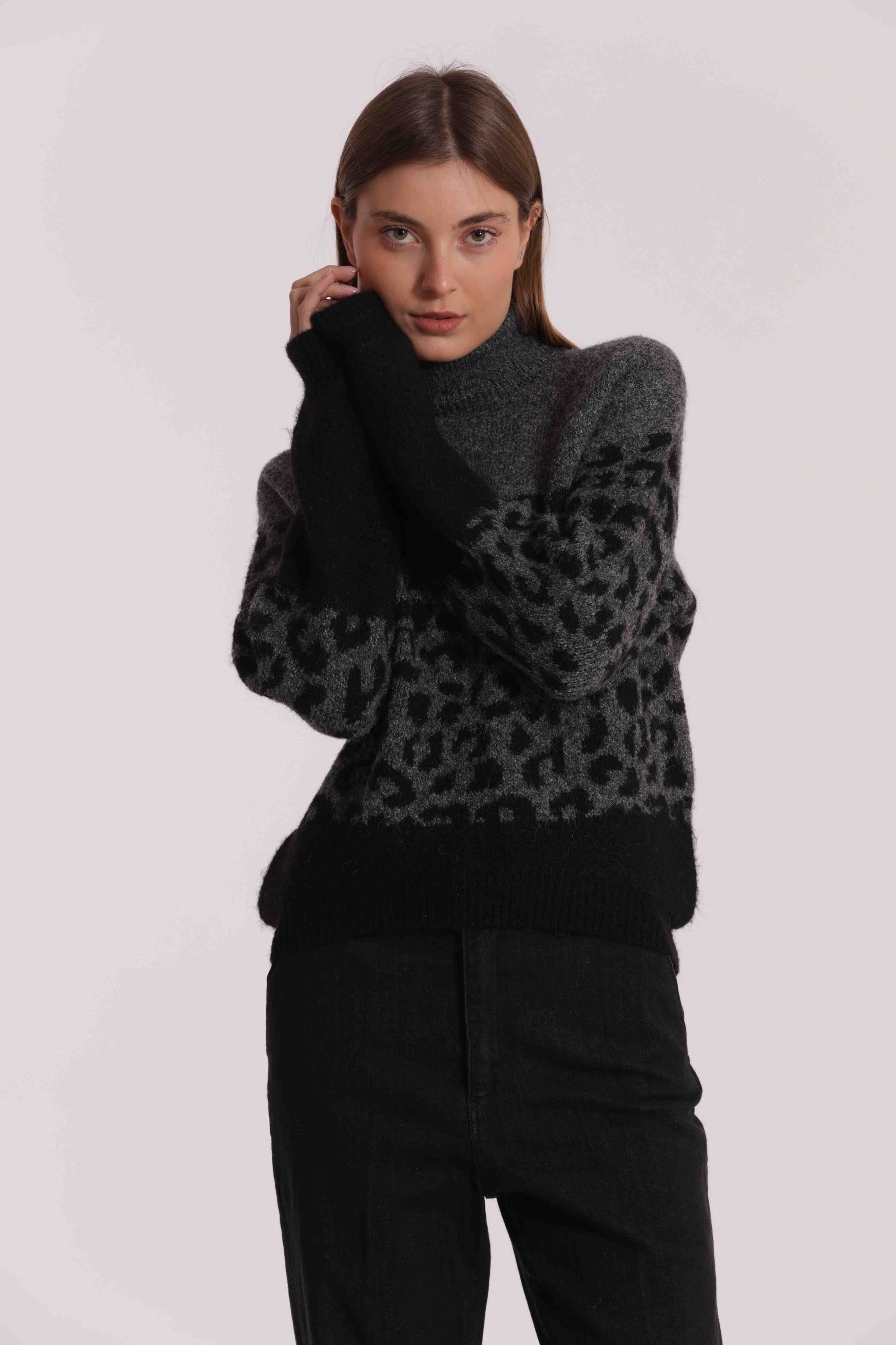 MAGLIA DOLCEVITA ANIMALIER BICOLOR