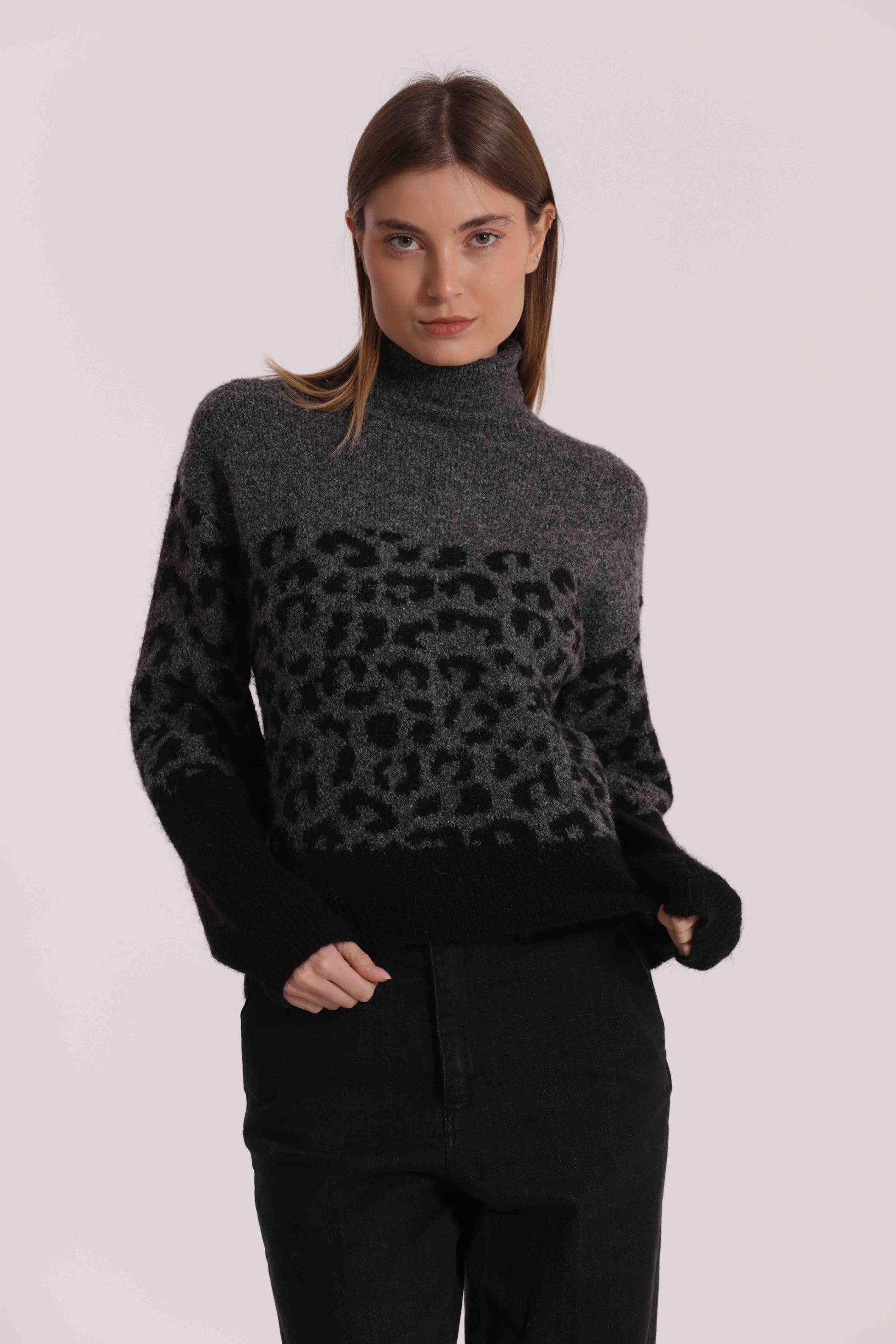 MAGLIA DOLCEVITA ANIMALIER BICOLOR
