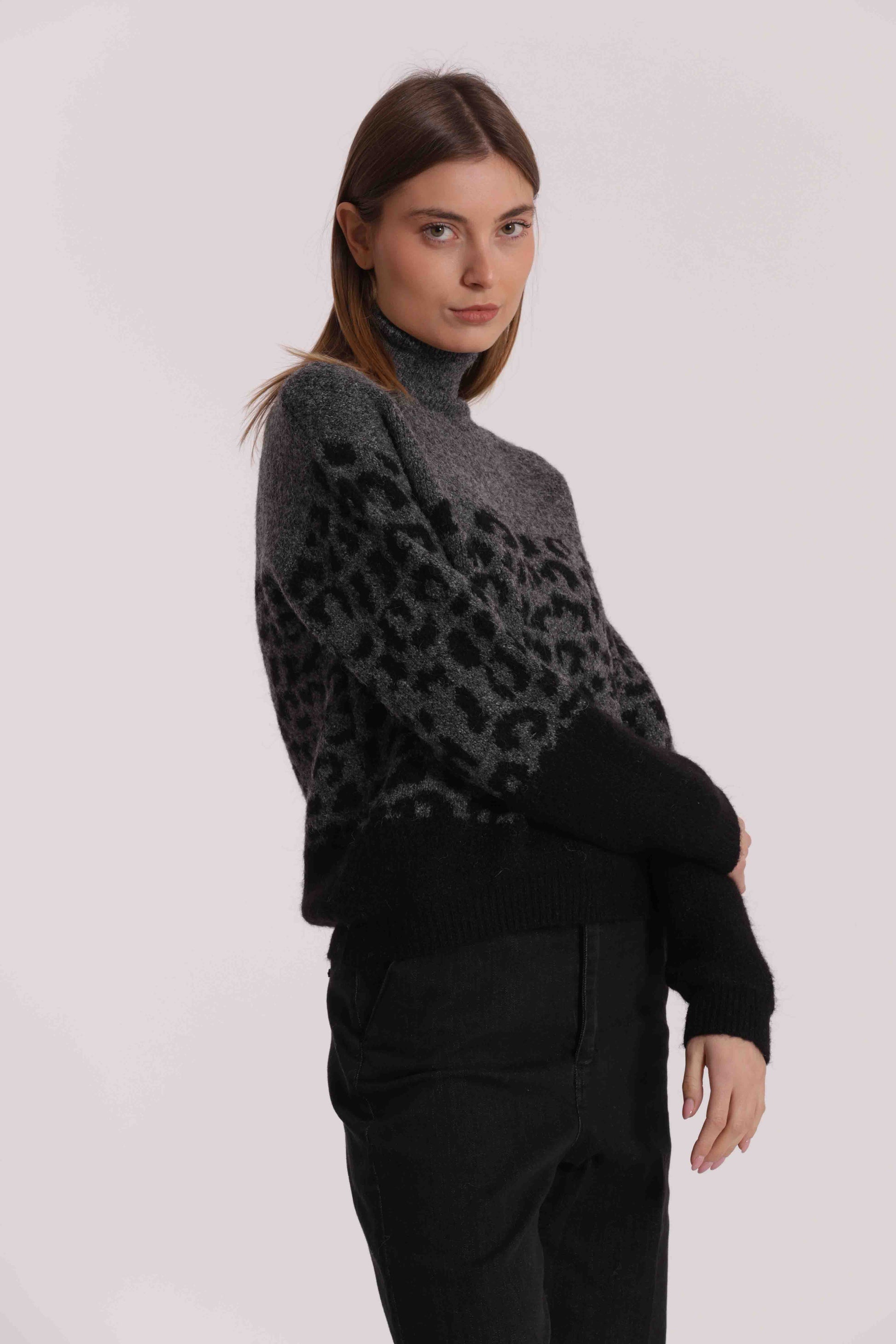 MAGLIA DOLCEVITA ANIMALIER BICOLOR