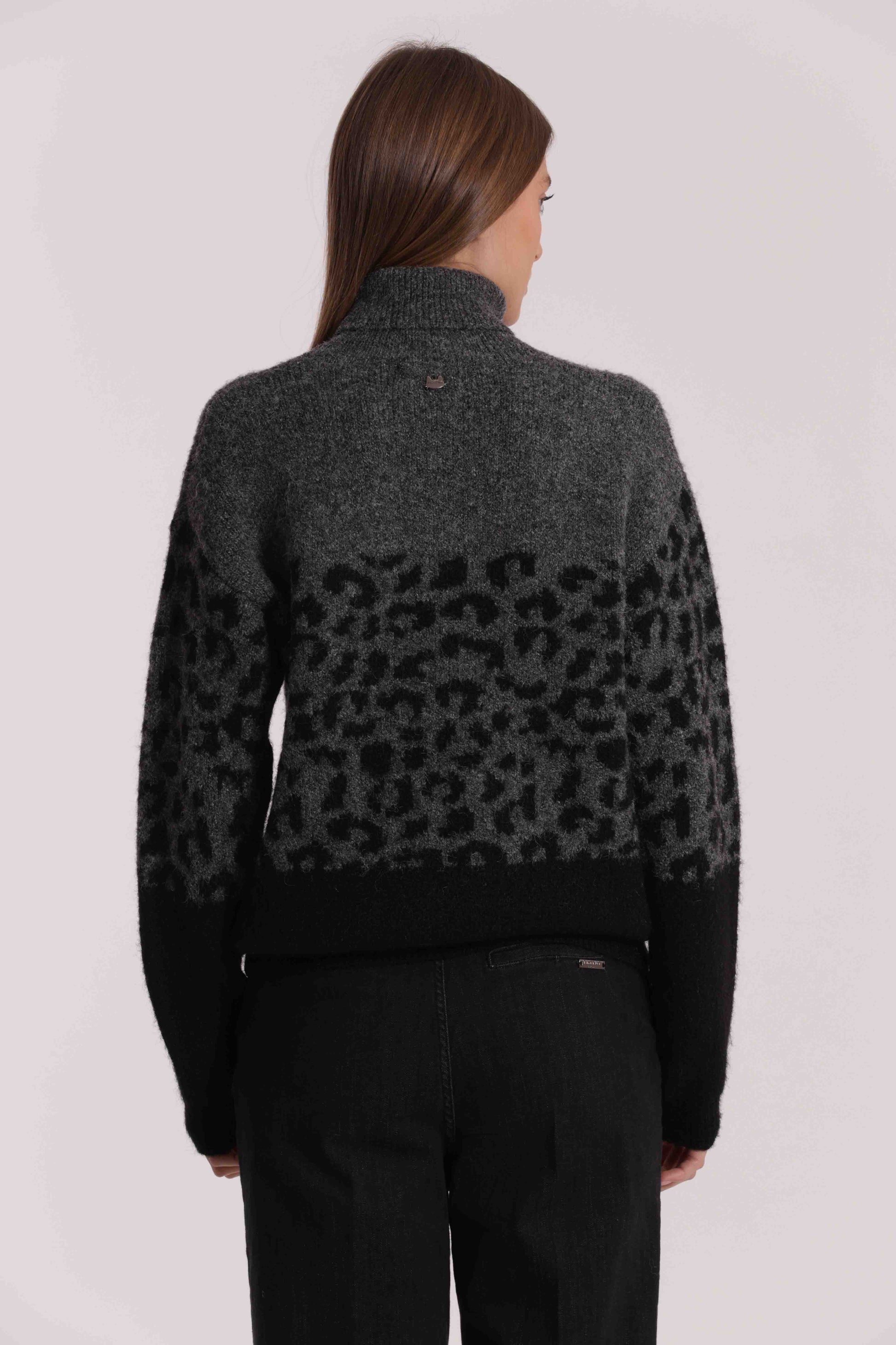 MAGLIA DOLCEVITA ANIMALIER BICOLOR