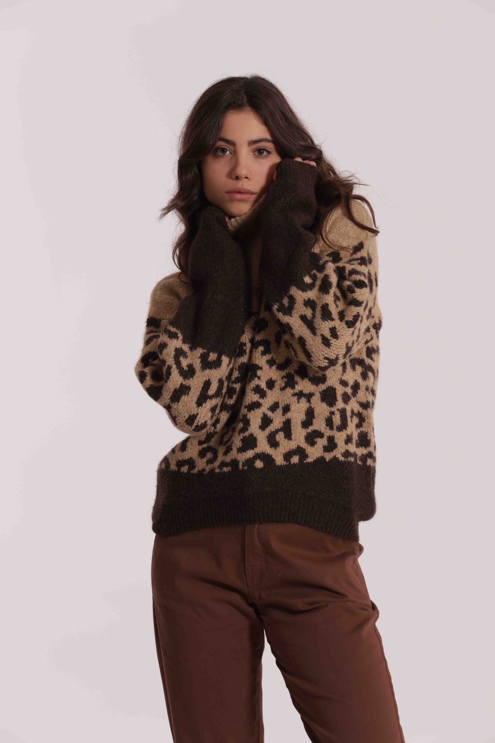 MAGLIA DOLCEVITA ANIMALIER BICOLOR