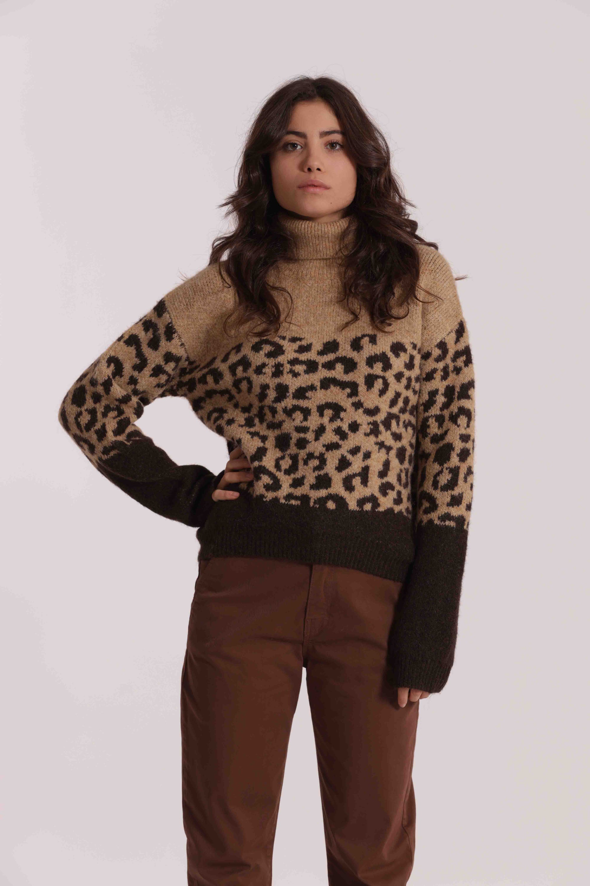 MAGLIA DOLCEVITA ANIMALIER BICOLOR