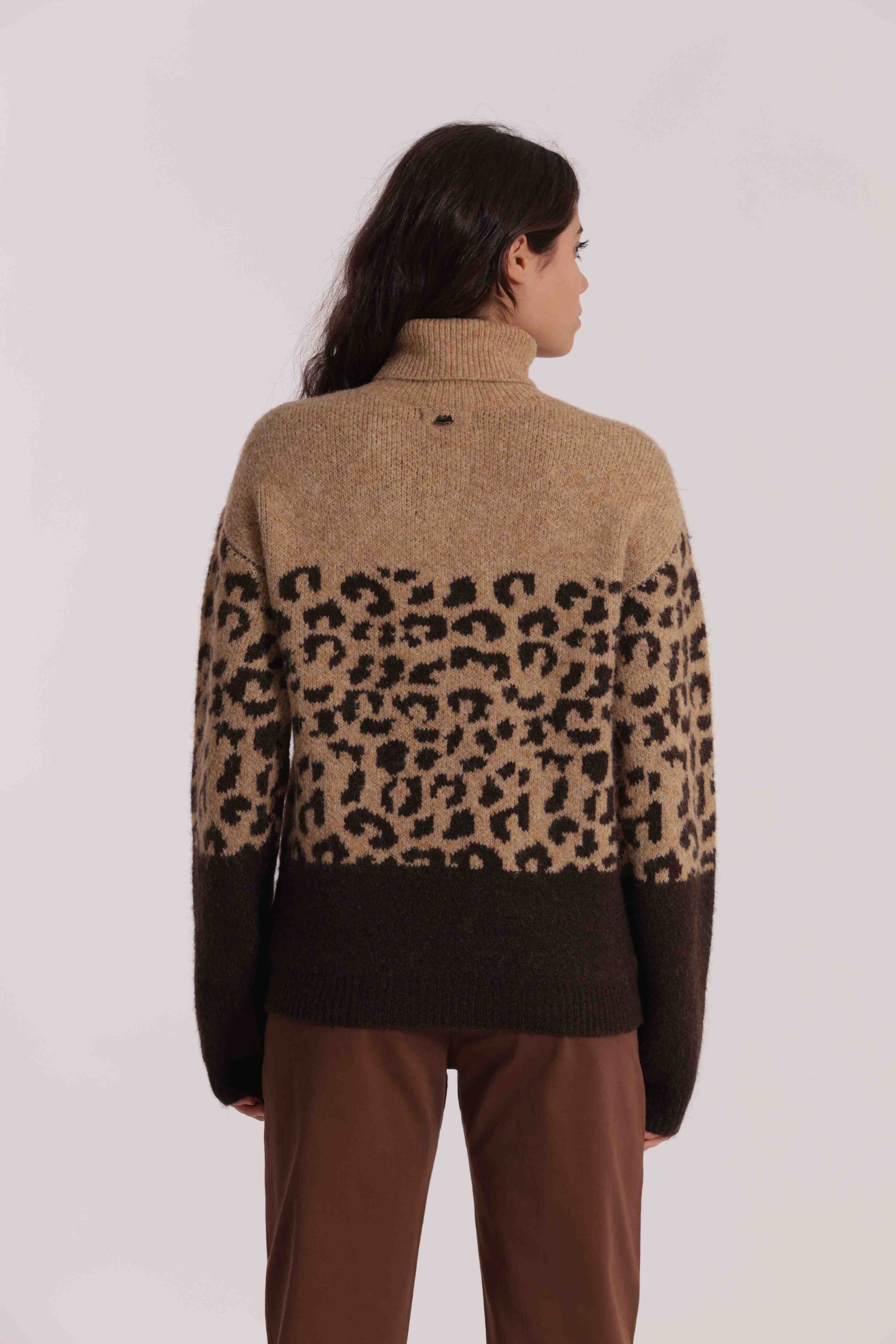 MAGLIA DOLCEVITA ANIMALIER BICOLOR