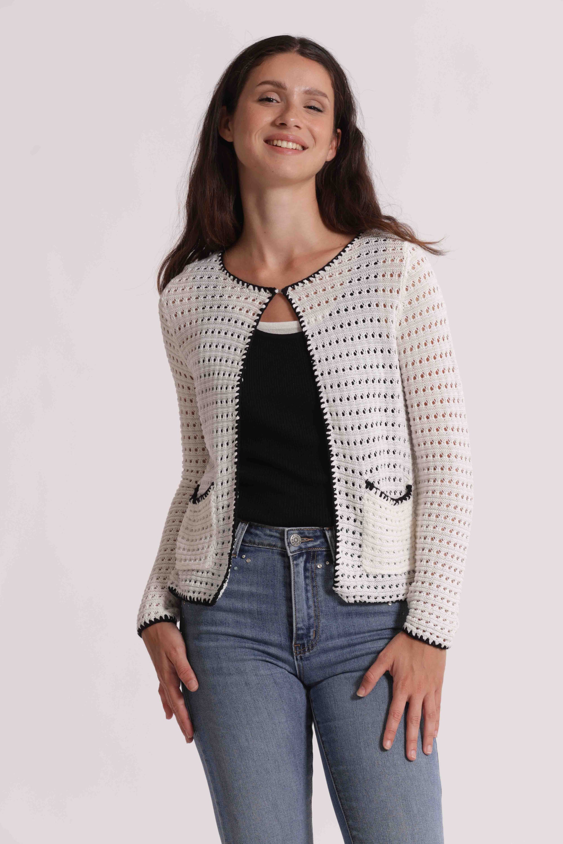 CARDIGAN TRAFORATO BICOLOR