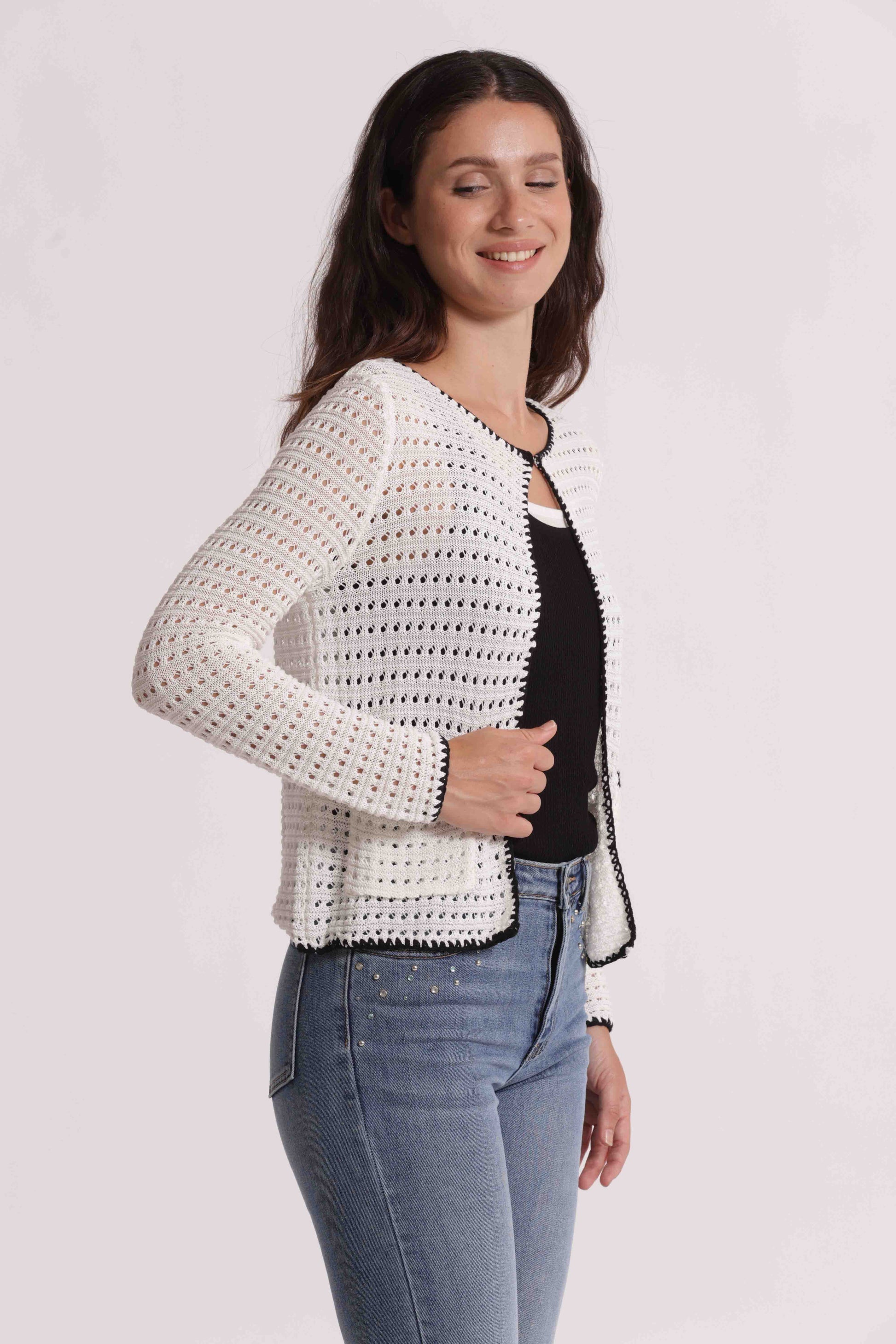 CARDIGAN TRAFORATO BICOLOR
