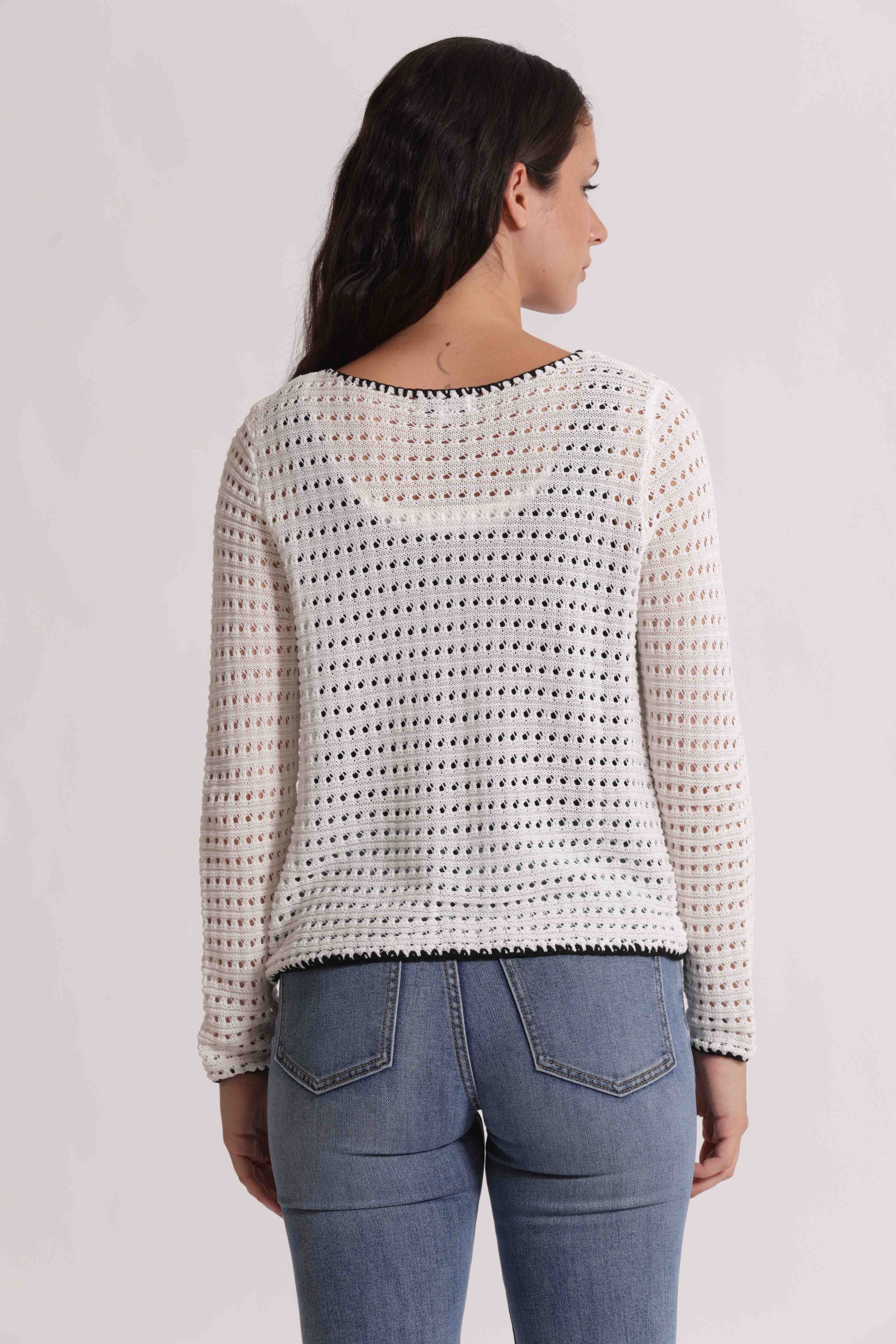 CARDIGAN TRAFORATO BICOLOR
