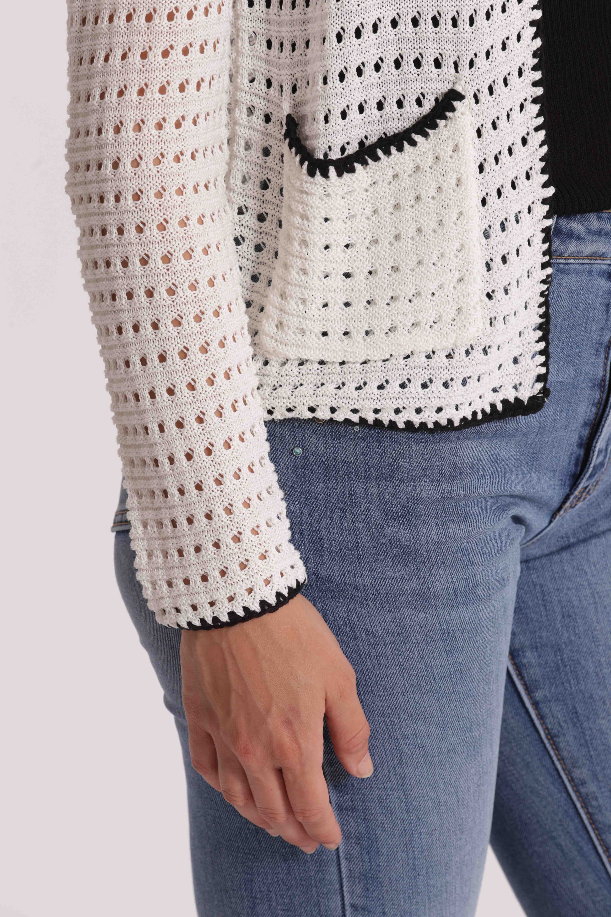 CARDIGAN TRAFORATO BICOLOR