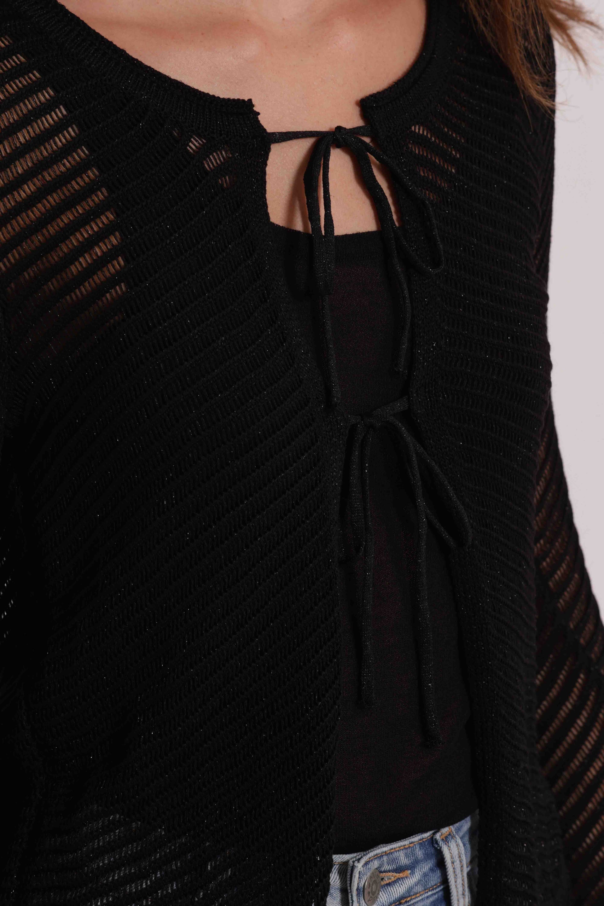 CARDIGAN IN MAGLIA CON FIOCCHI