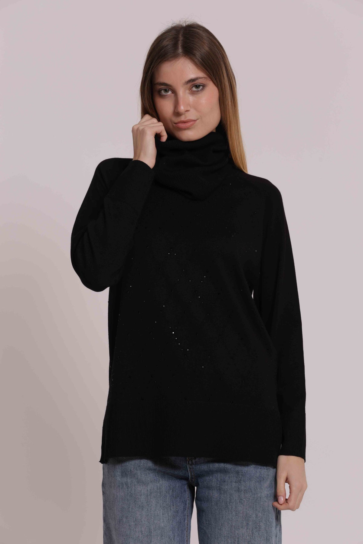 MIMI MUA FIRENZE-MAGLIA CON STRASS E COLLO REMOVIBILE