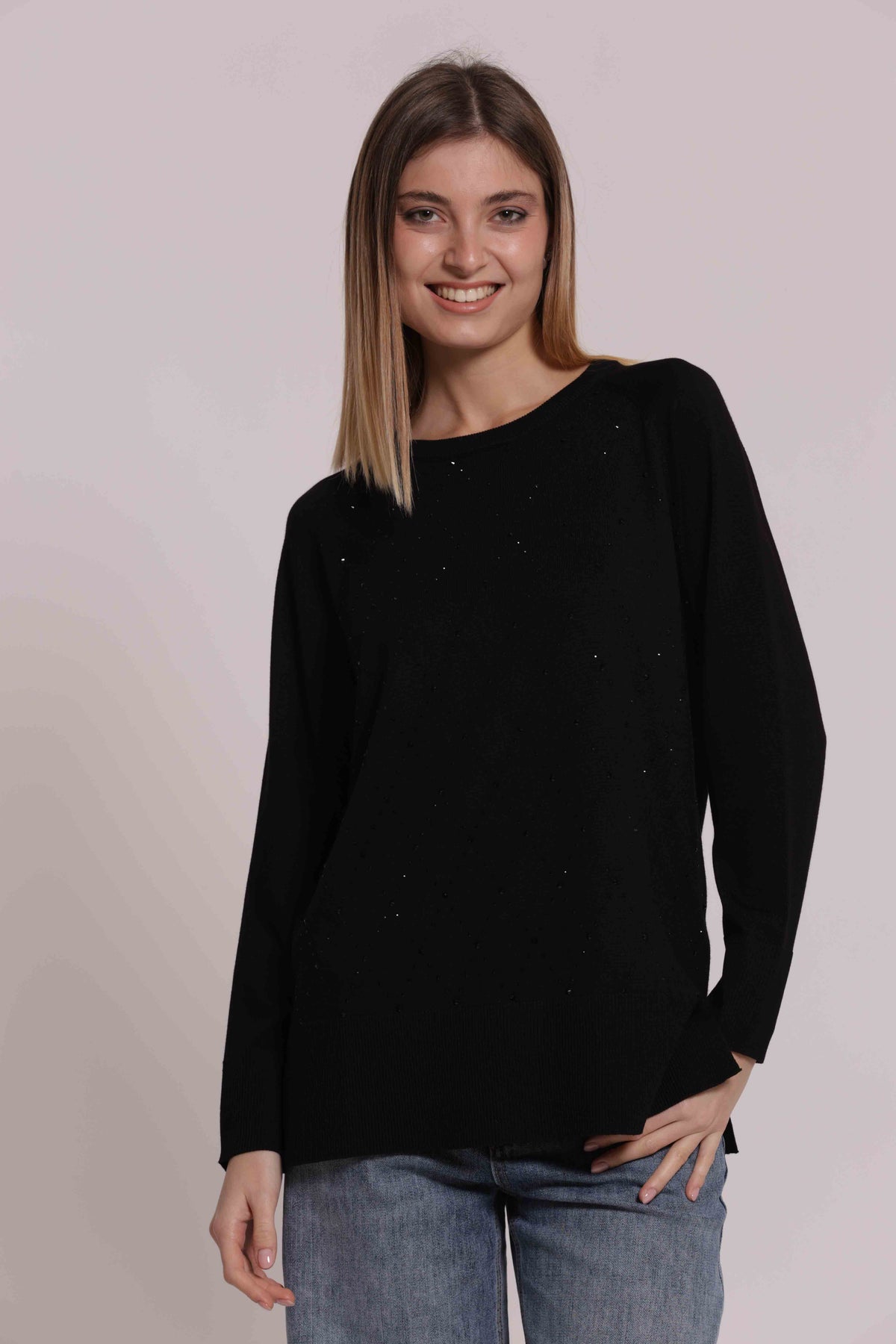 MIMI MUA FIRENZE-MAGLIA CON STRASS E COLLO REMOVIBILE