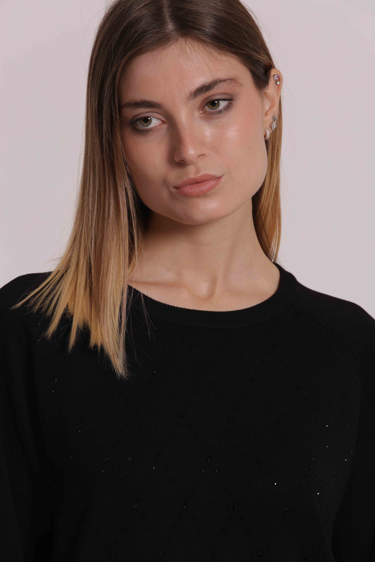 MIMI MUA FIRENZE-MAGLIA CON STRASS E COLLO REMOVIBILE