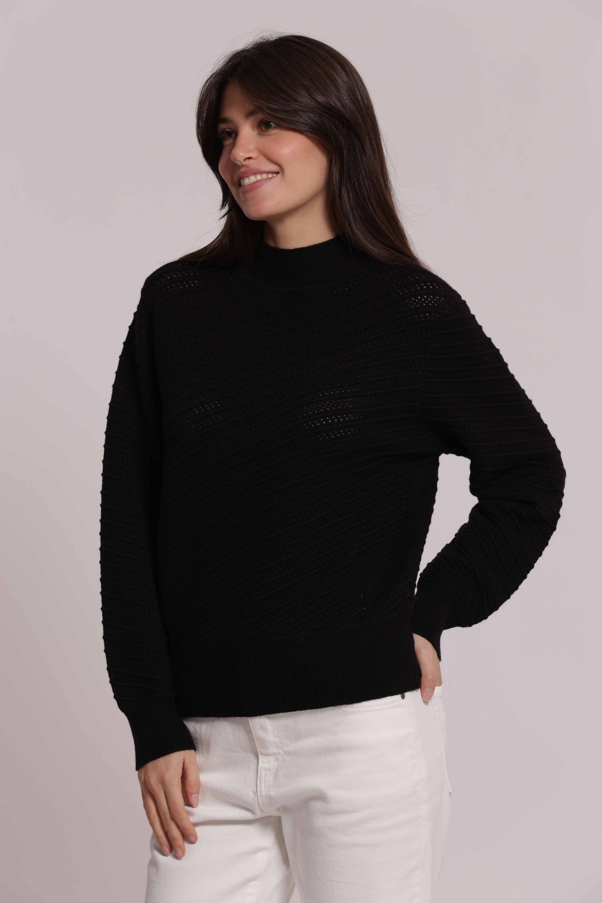 MIMI MUA FIRENZE-MAGLIA LUPETTO CON TRAMA DIAGONALE