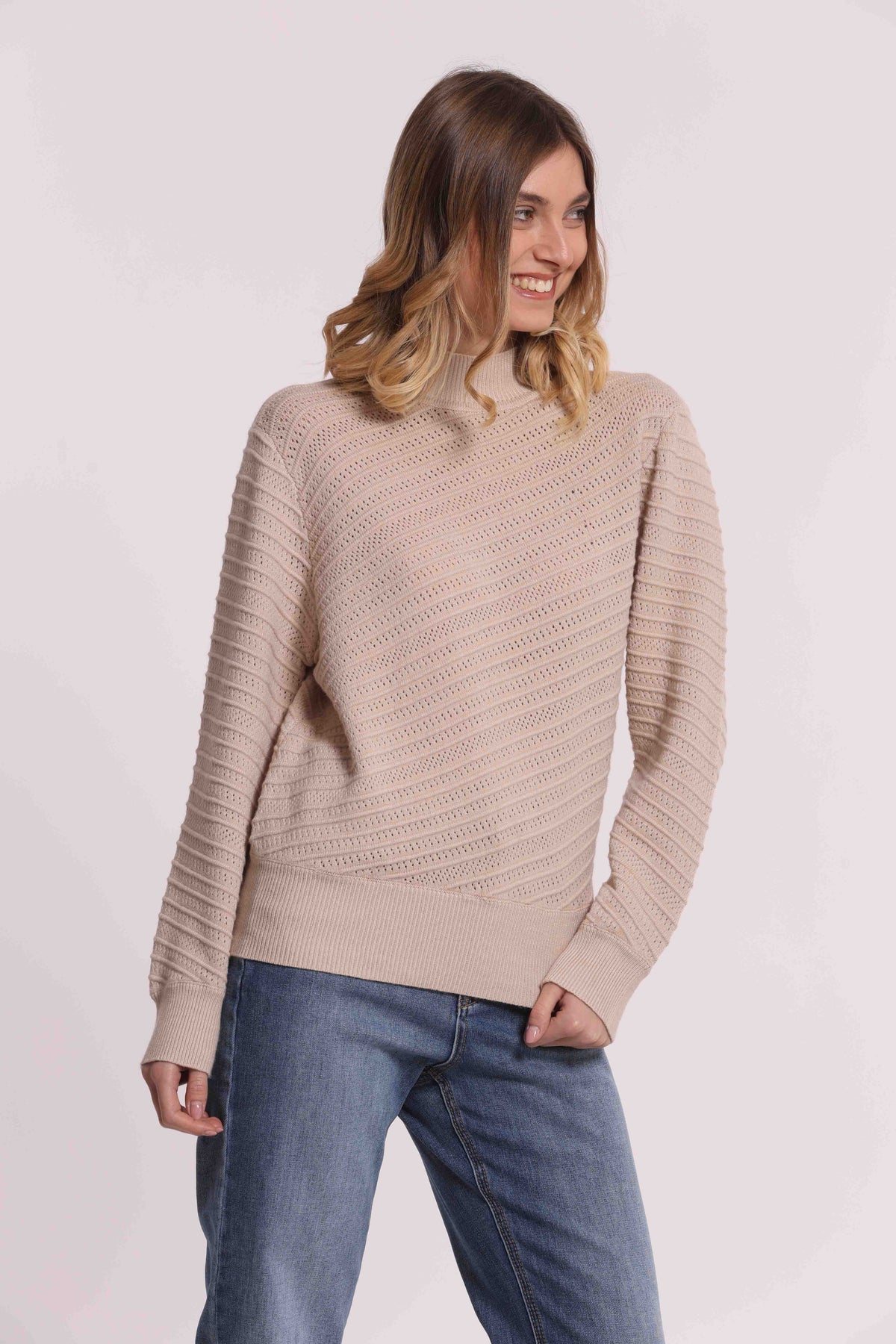 MIMI MUA FIRENZE-MAGLIA LUPETTO CON TRAMA DIAGONALE
