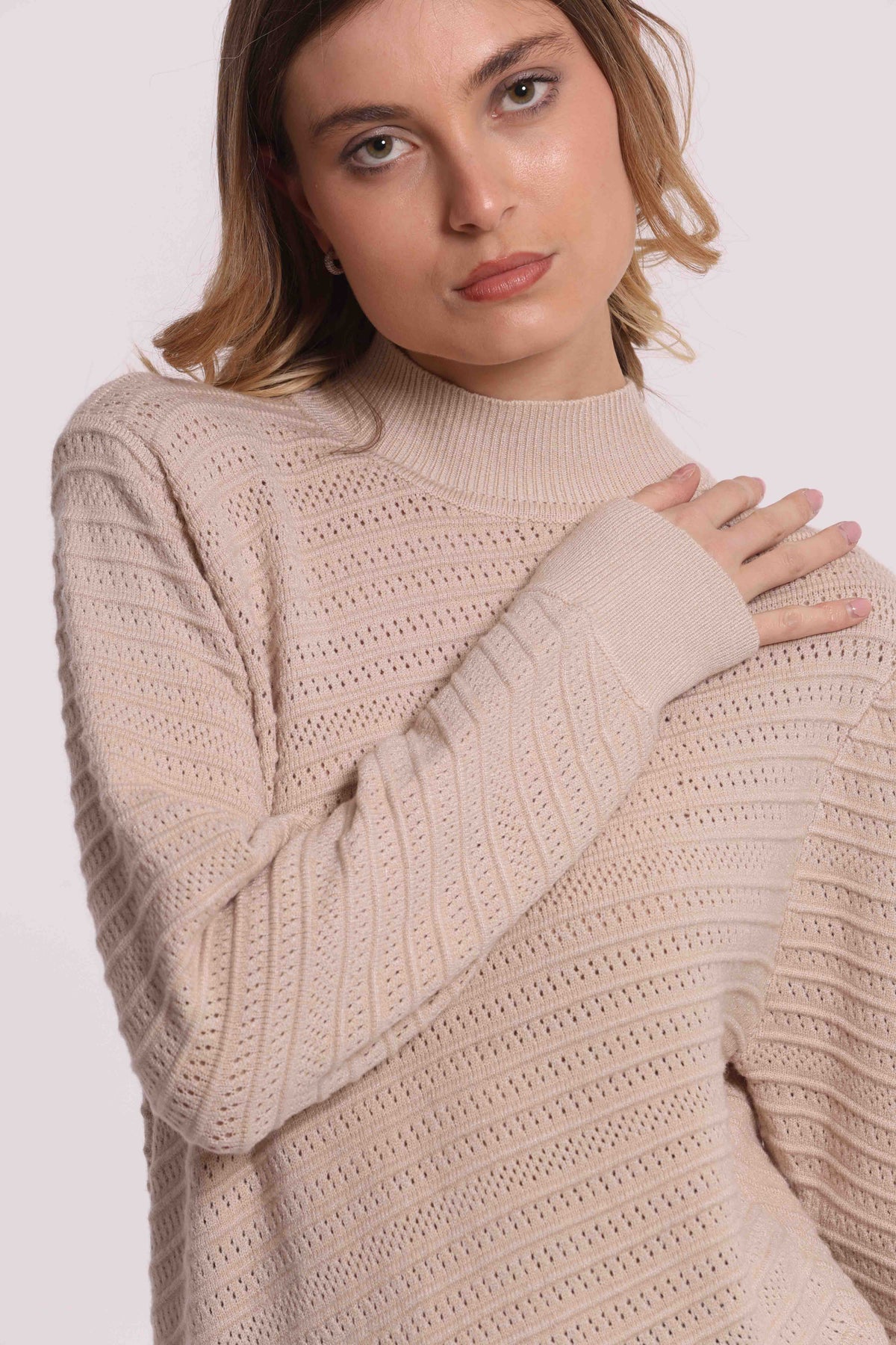 MIMI MUA FIRENZE-MAGLIA LUPETTO CON TRAMA DIAGONALE