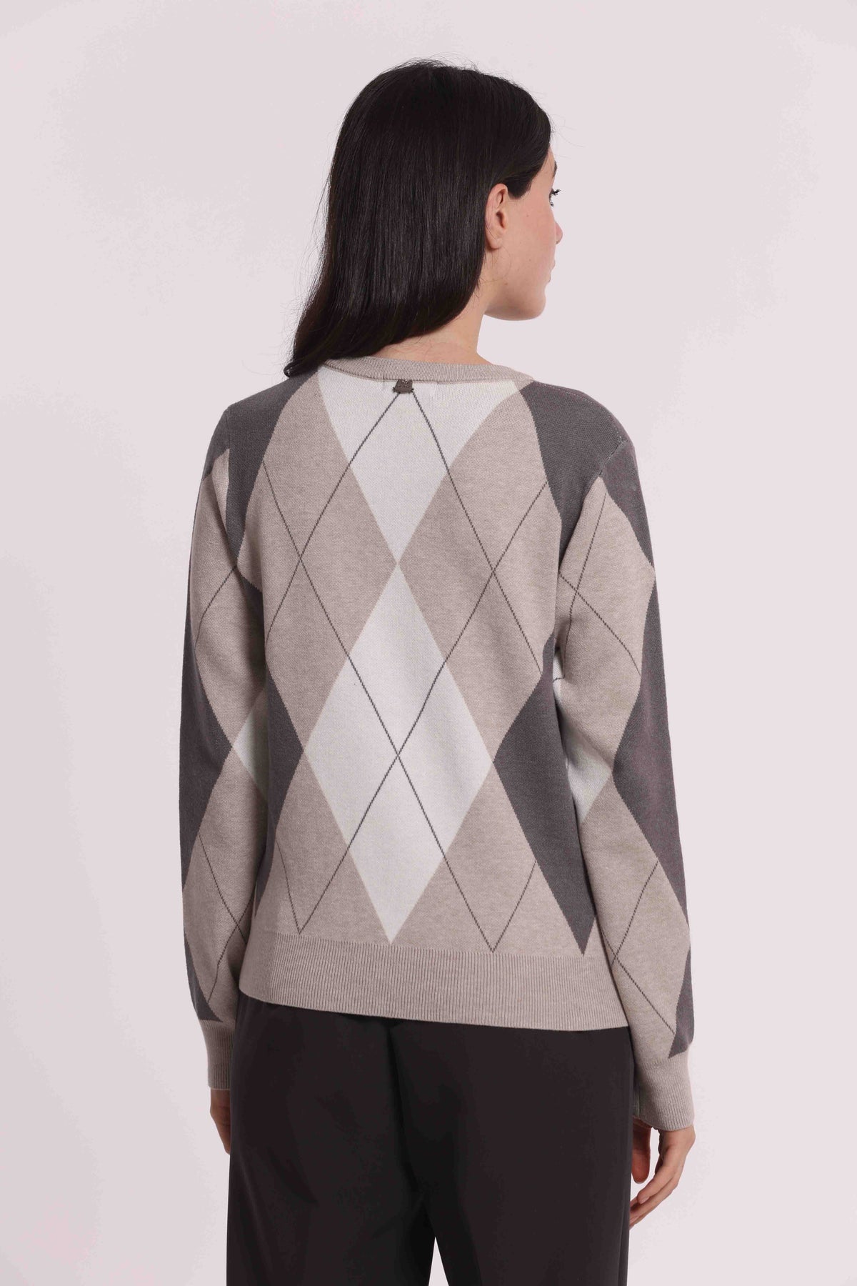 MIMI MUA FIRENZE-MAGLIA CARDIGAN GEOMETRICO CON BOTTONI GIOIELLO