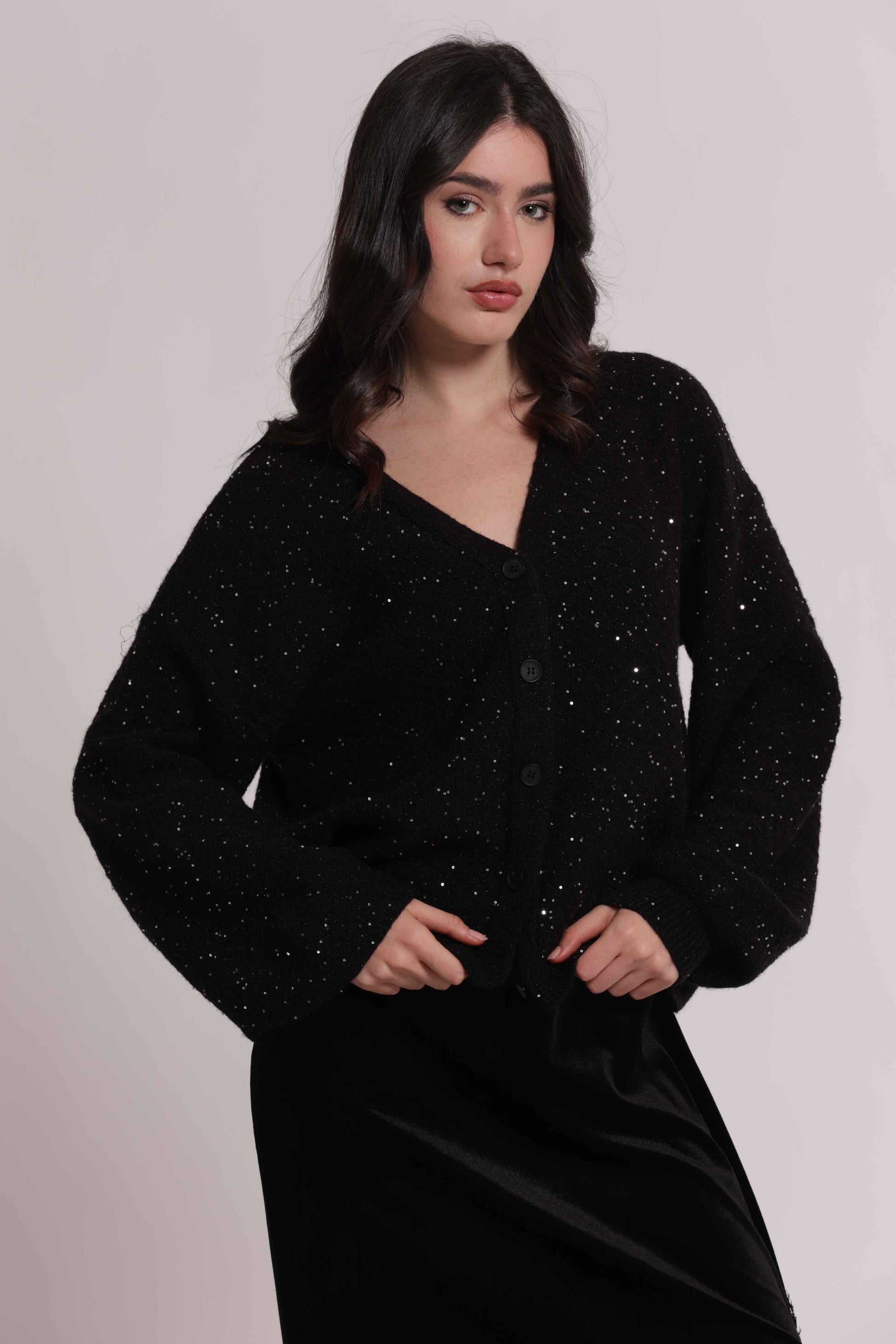 MIMI MUA FIRENZE-MAGLIA CARDIGAN CON PAILLETTES