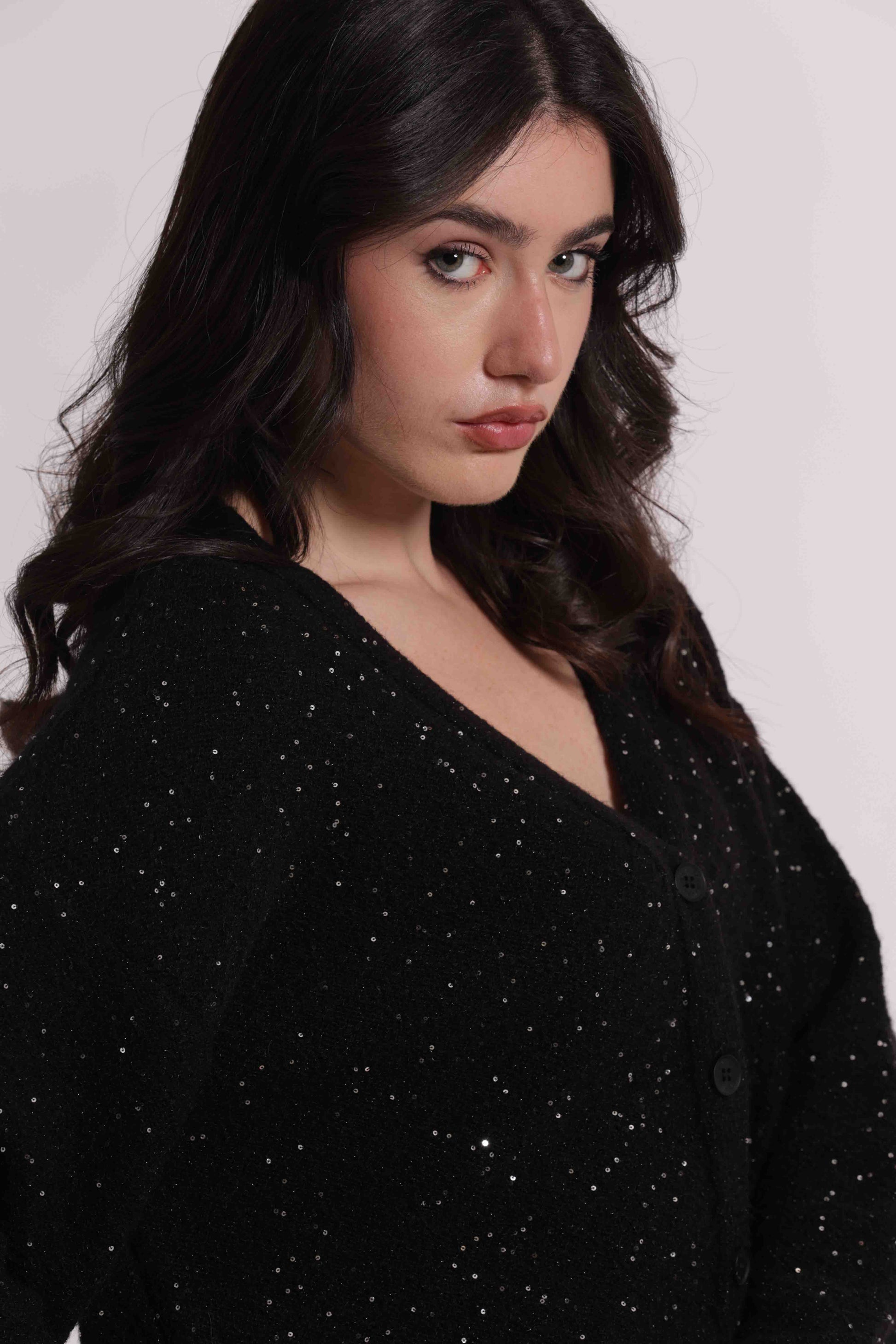 MIMI MUA FIRENZE-MAGLIA CARDIGAN CON PAILLETTES