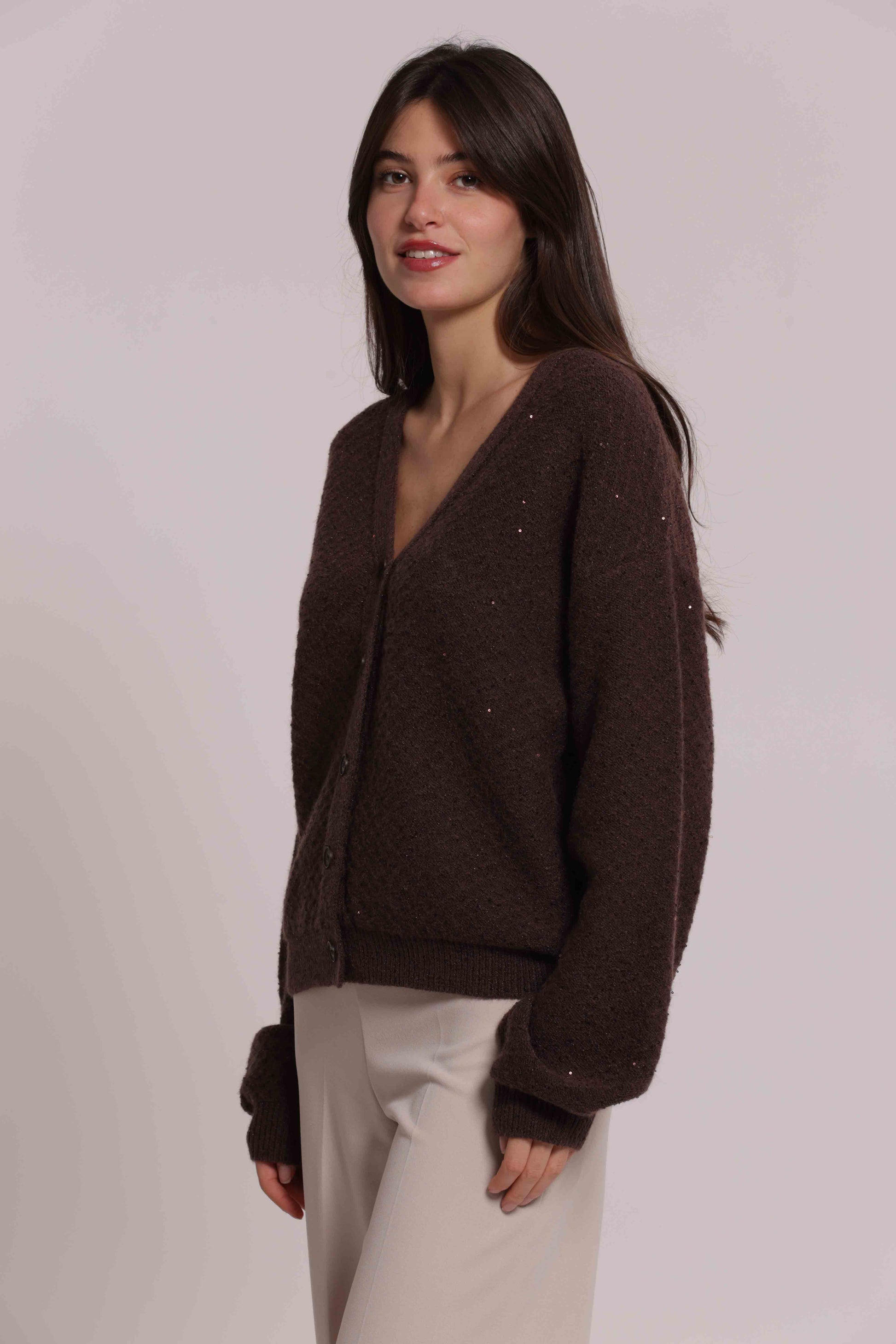 MIMI MUA FIRENZE-MAGLIA CARDIGAN CON PAILLETTES