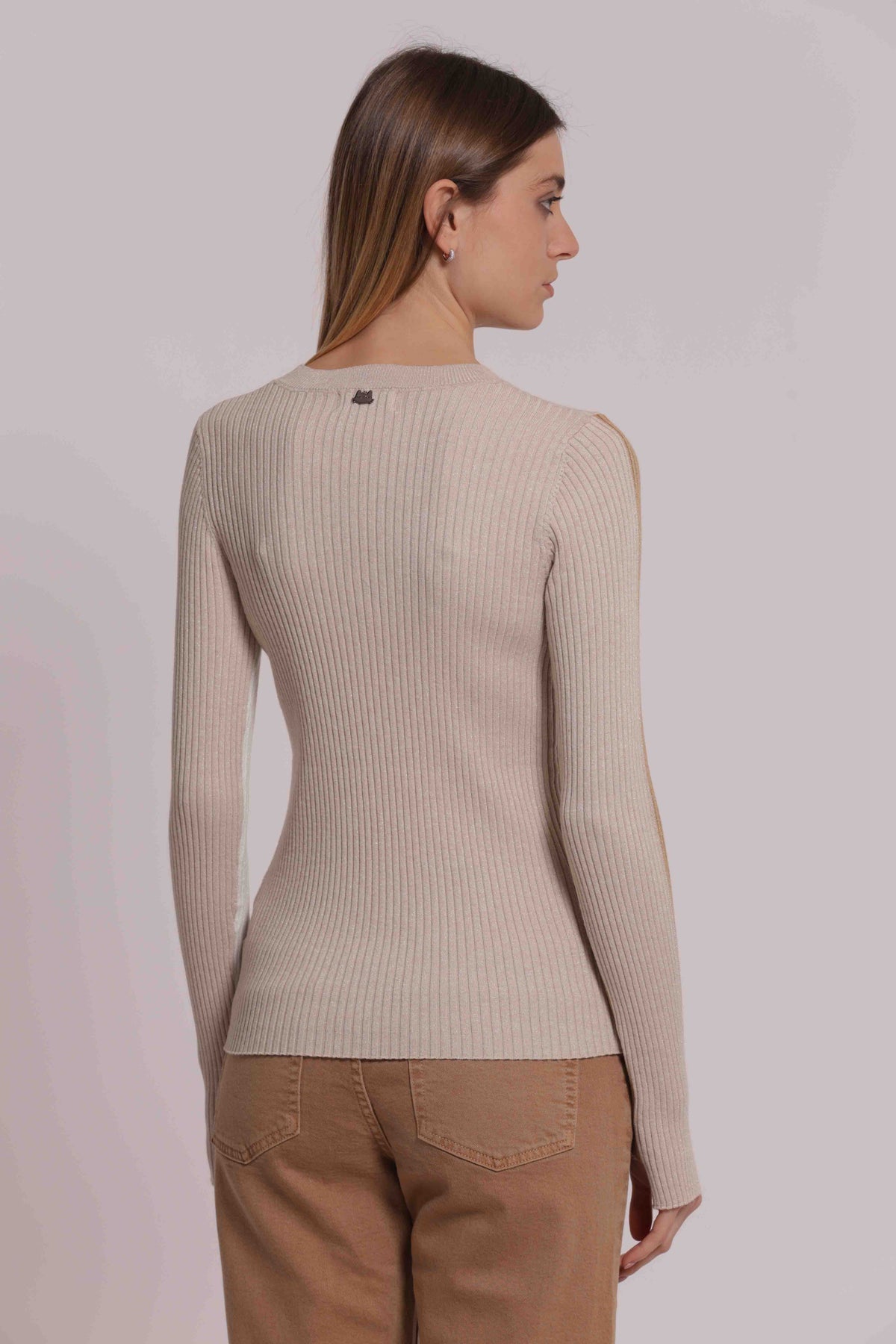 MIMI MUA FIRENZE-MAGLIA SCOLLO CON MANICHE BICOLOR