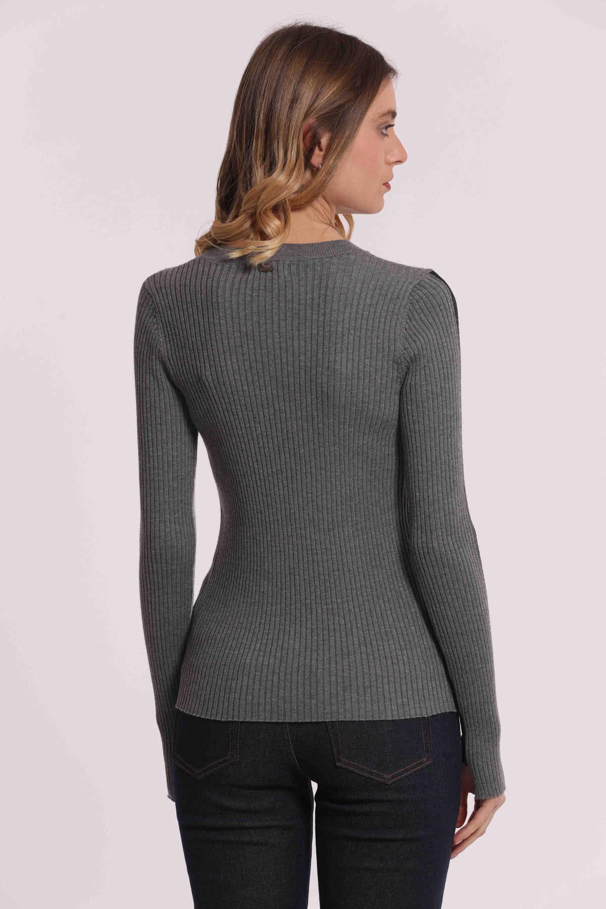 MIMI MUA FIRENZE-MAGLIA SCOLLO CON MANICHE BICOLOR