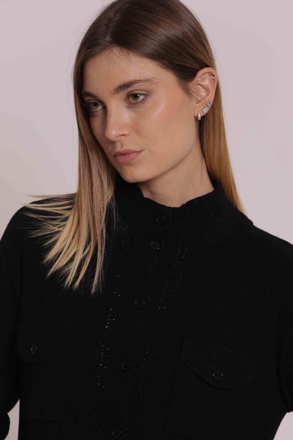 MIMI MUA FIRENZE-MAGLIA CARDIGAN LUPETTO CON TASCHE