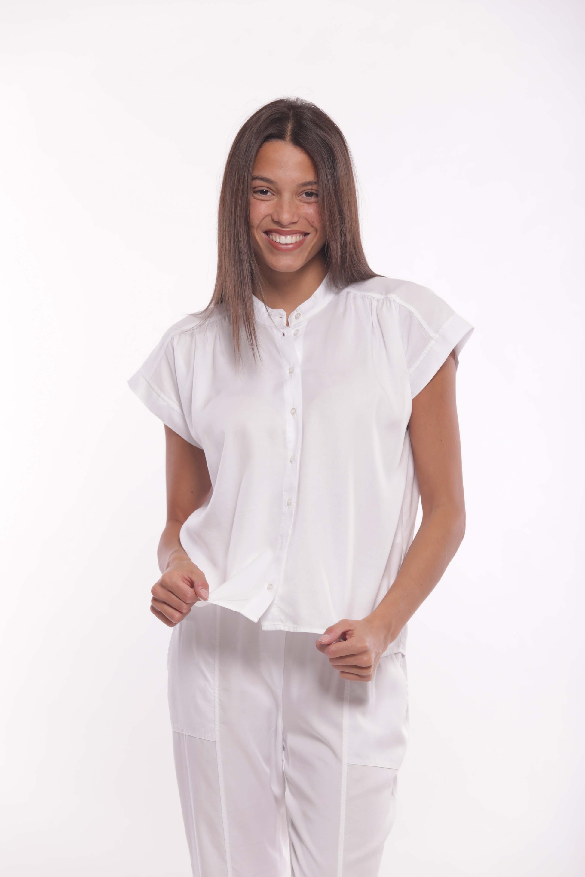 CAMICIA MANICHE CORTE IN TENCEL